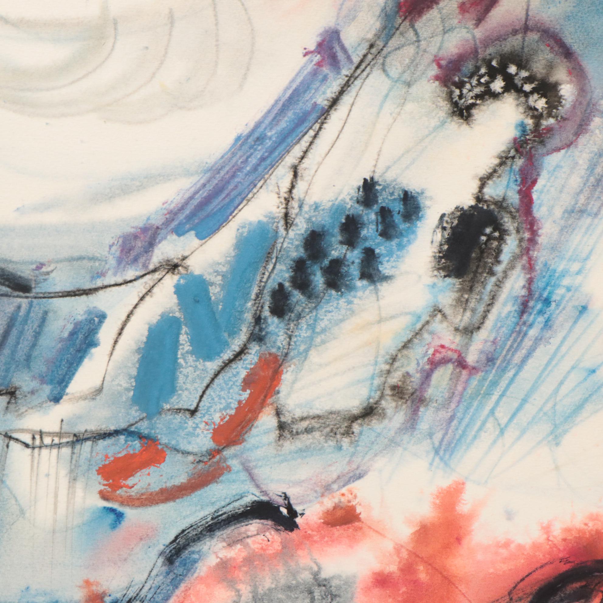 Jack Meanwell Modern Abstract Watercolor Painting, 1983