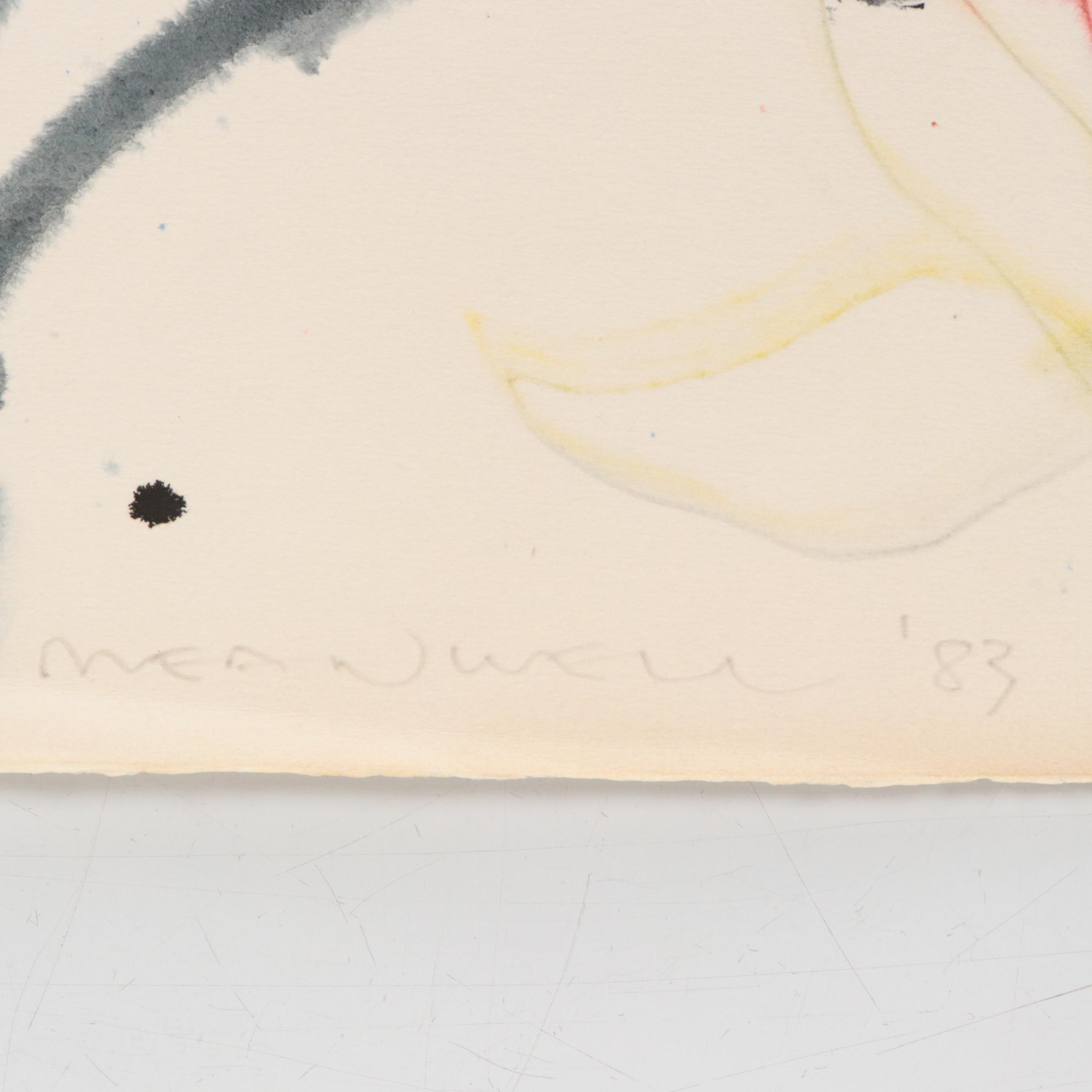 Jack Meanwell Modern Abstract Watercolor Painting, 1983