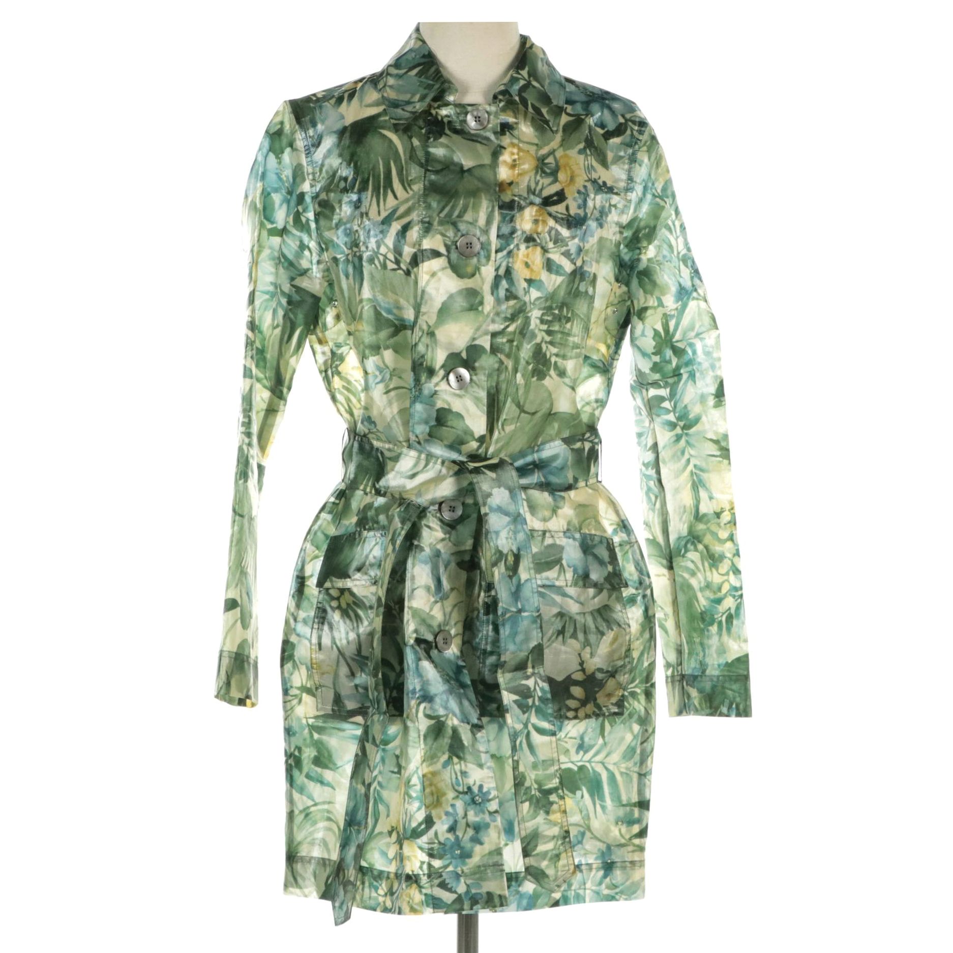 Worth New York Hibiscus and Tropical Foliate Print Lightweight Jacket