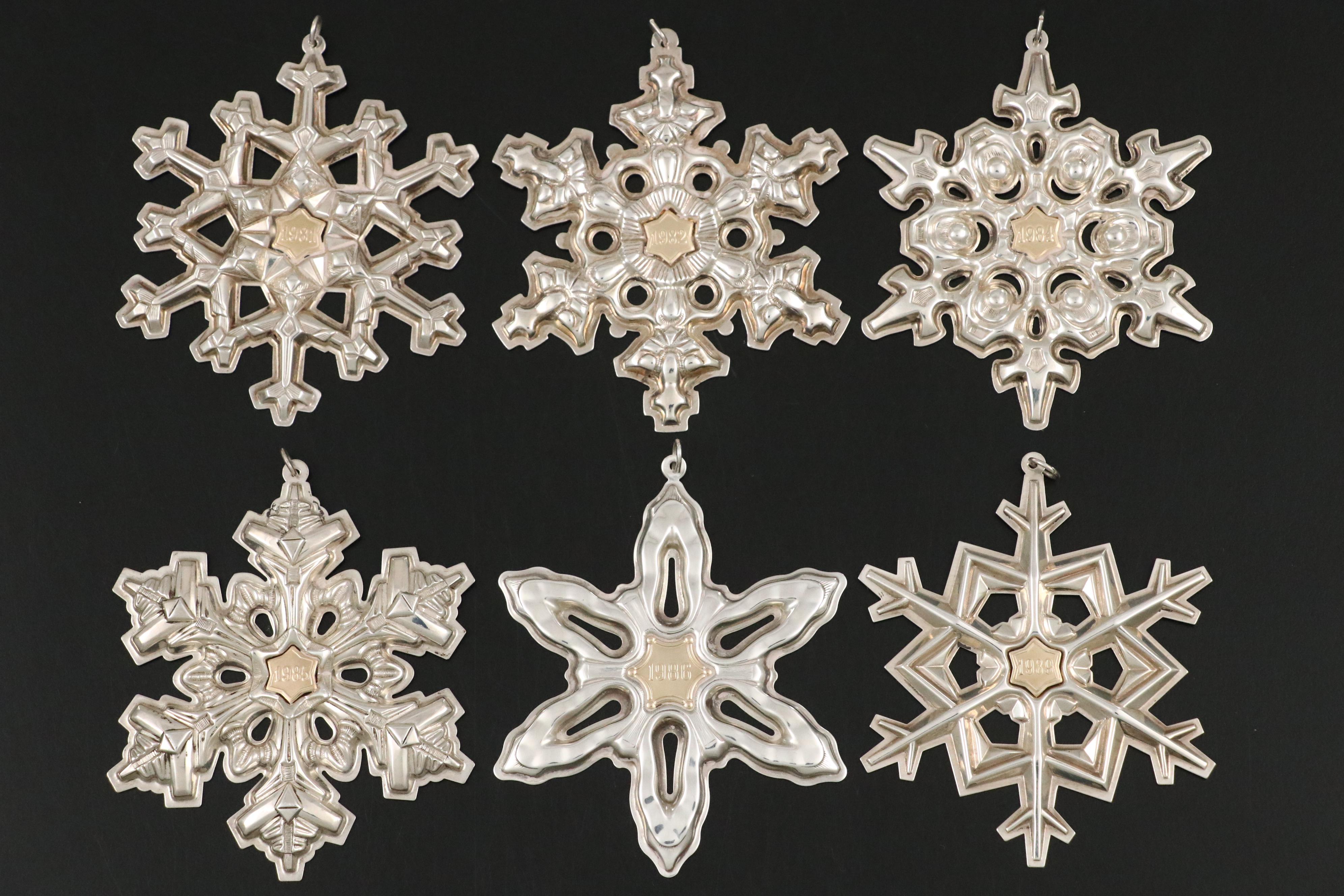 Gorham Sterling Silver Annual Snowflake Ornaments, 1972–2001
