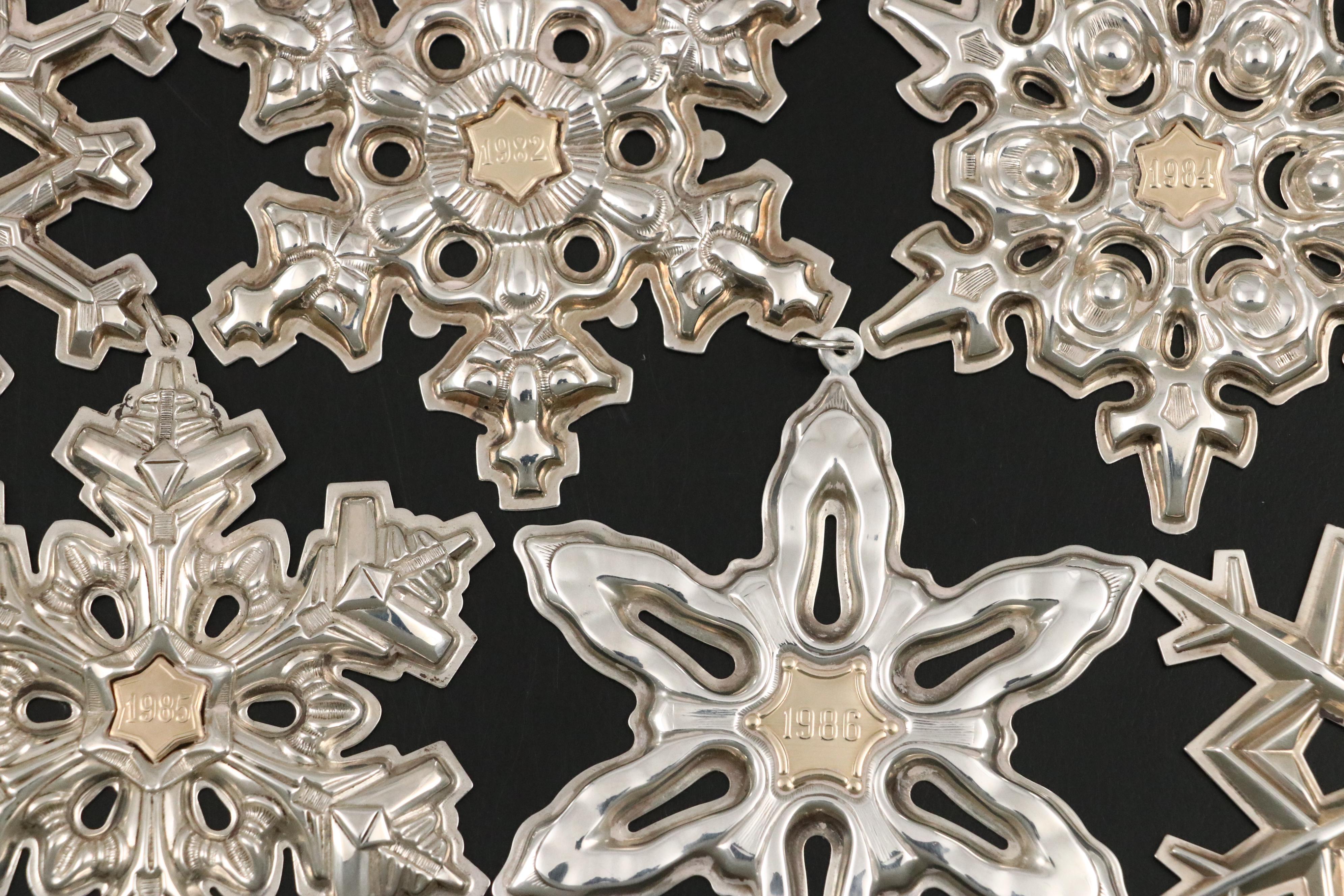 Gorham Sterling Silver Annual Snowflake Ornaments, 1972–2001
