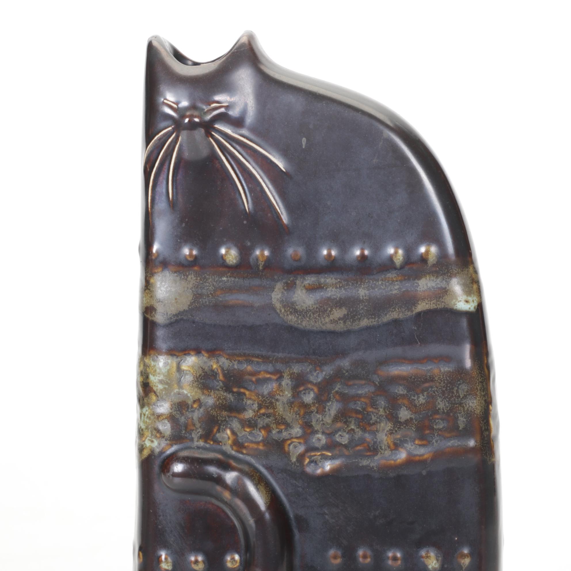 Stylized Studio Pottery Cat Vase after Govinder Nazran