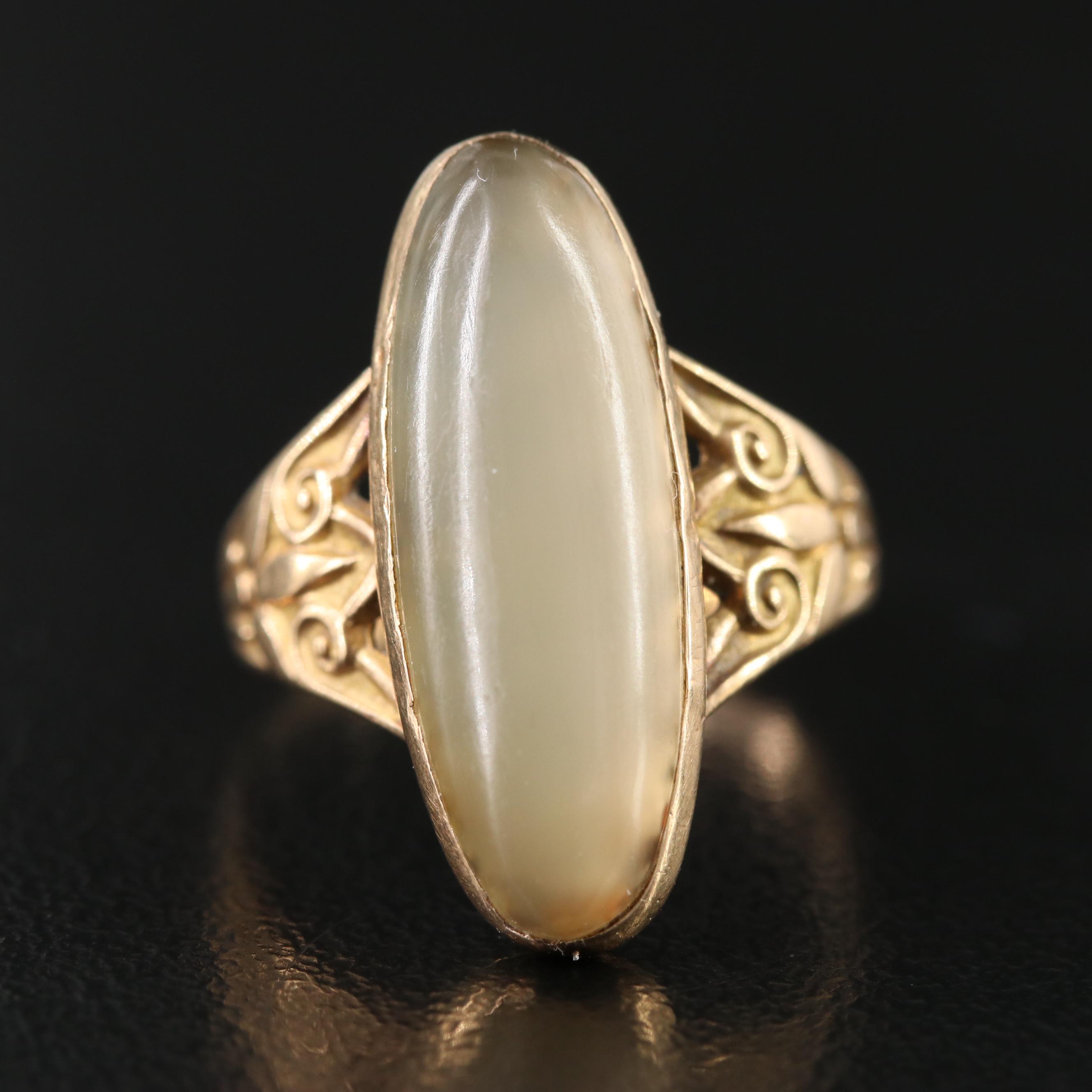 Art Nouveau 10K Bezel Set Chalcedony Ring