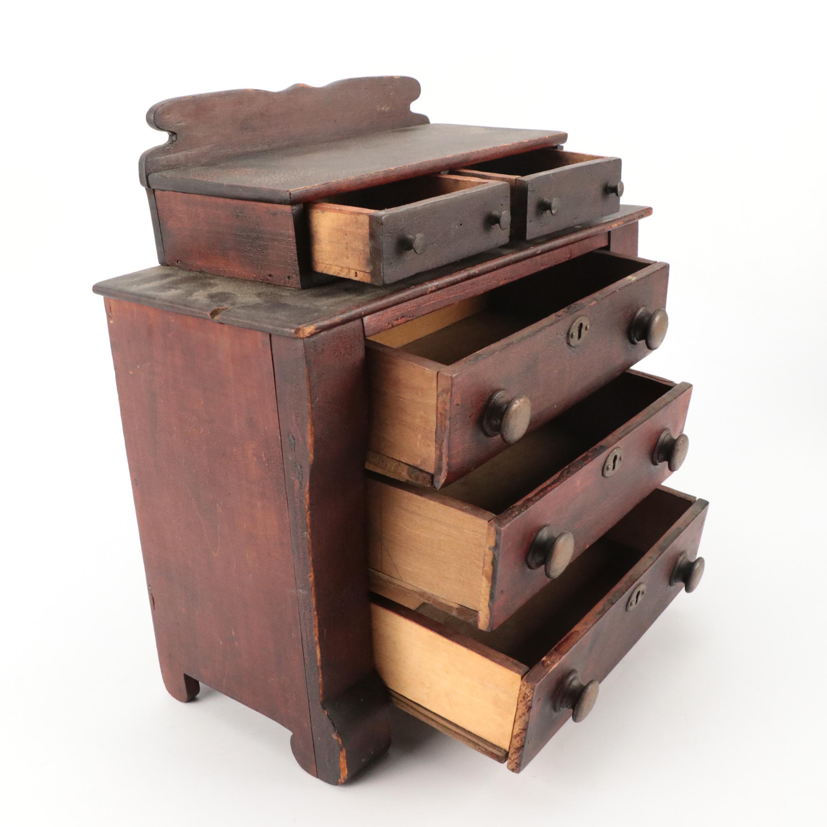 Miniature American Empire Style Chest of Drawers, 19th Century