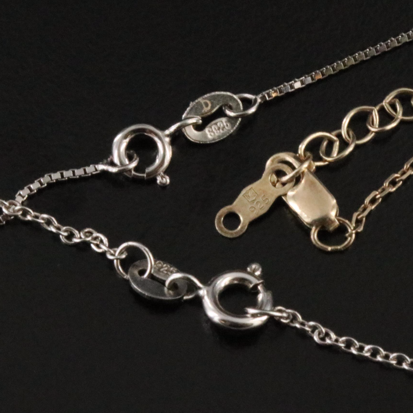 Sterling Chain Collection Including Cable, Box and Rolo Chains | EBTH