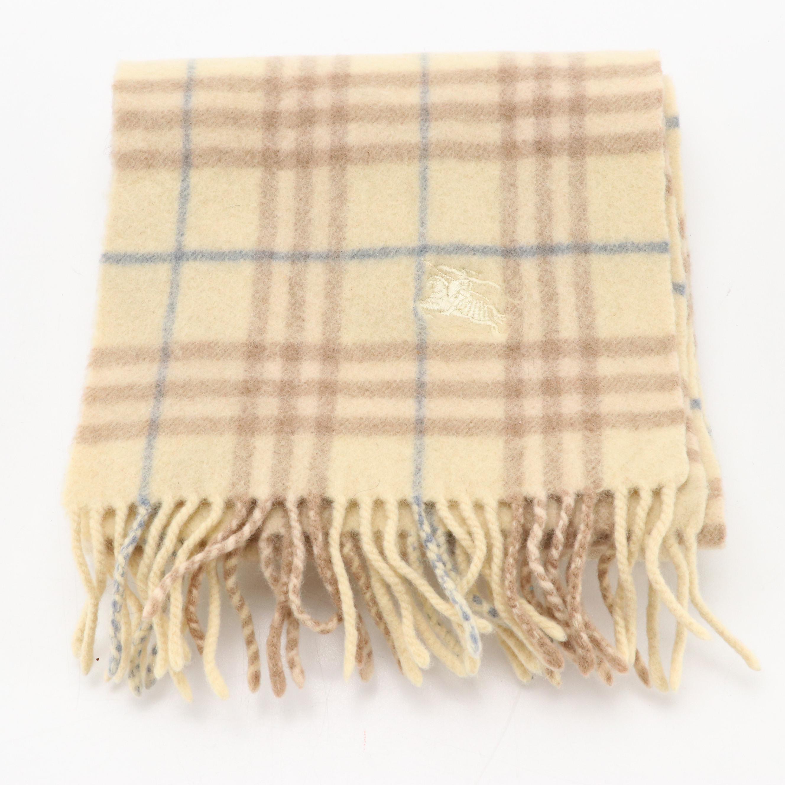 Burberry Housecheck Lambswool, Merino and Cashmere Fringe Scarf