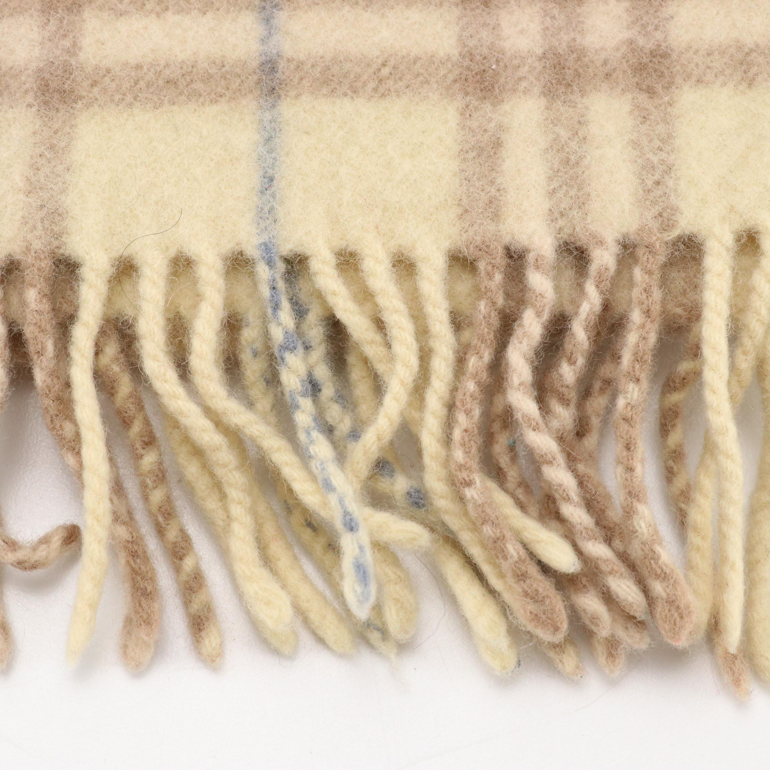 Burberry Housecheck Lambswool, Merino and Cashmere Fringe Scarf