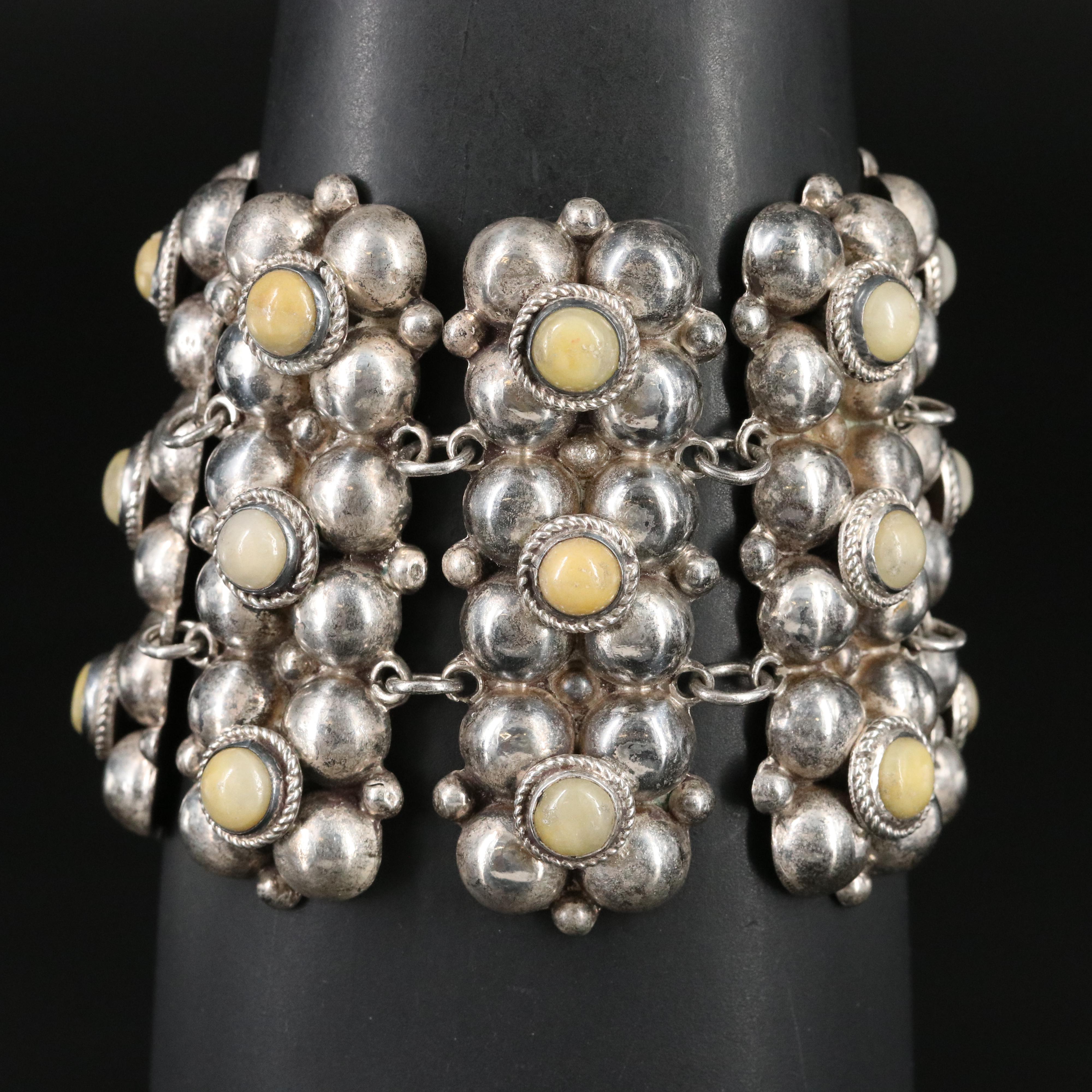 Vintage Mexican Sterling Calcite Link Bracelet