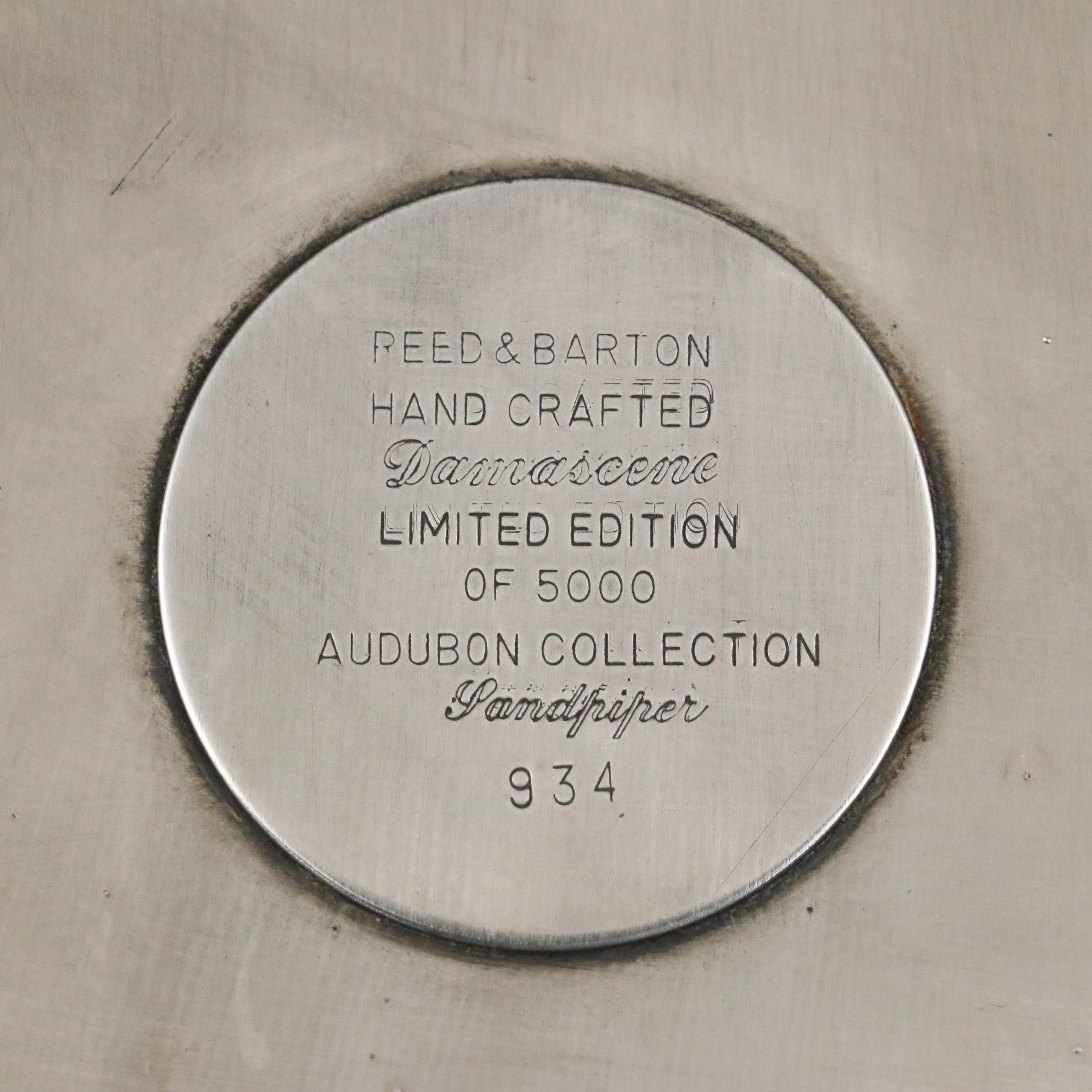 Reed & Barton Limited Edition "Stilt Sandpiper" Damascene Silver Plate, 1972