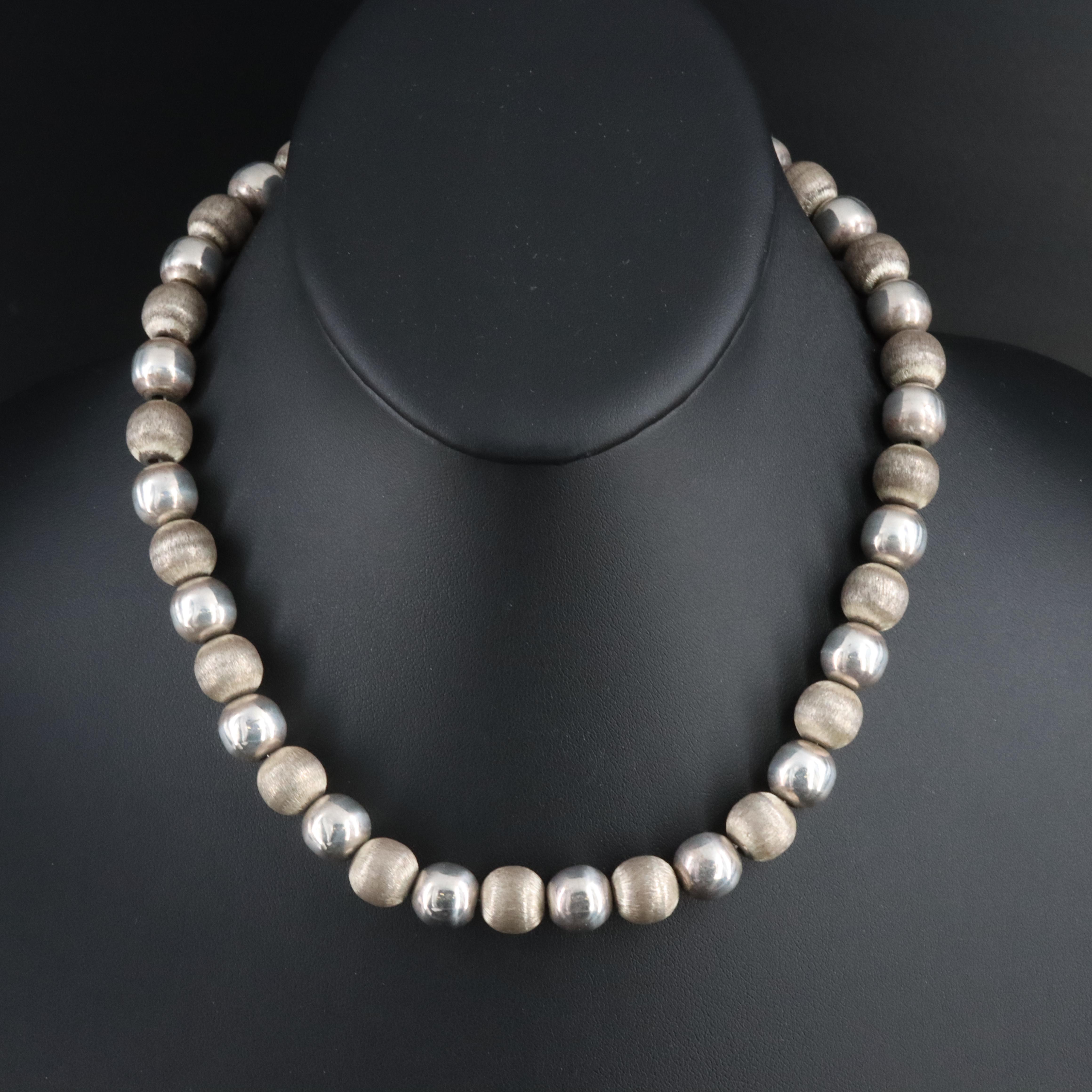 Mexican Sterling Beaded Necklace 1