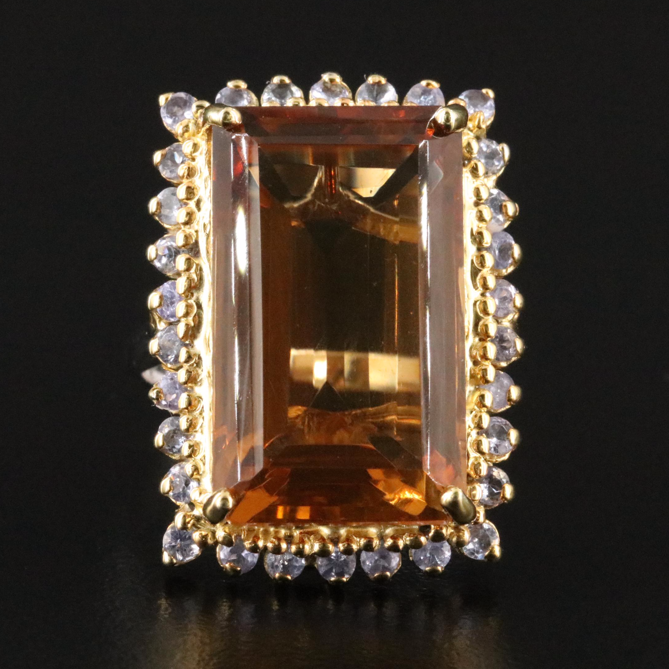 Sterling Citrine and Tanzanite Ring
