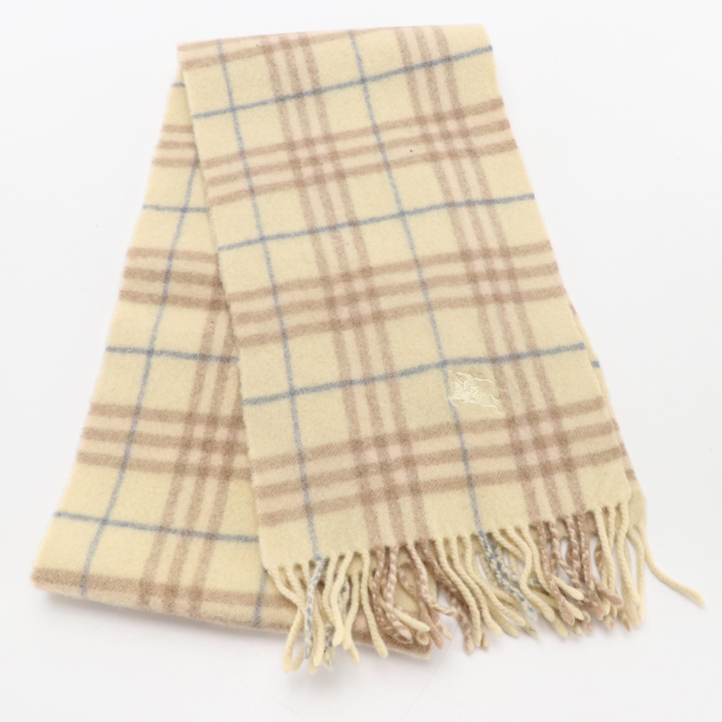 Burberry Housecheck Lambswool, Merino and Cashmere Fringe Scarf