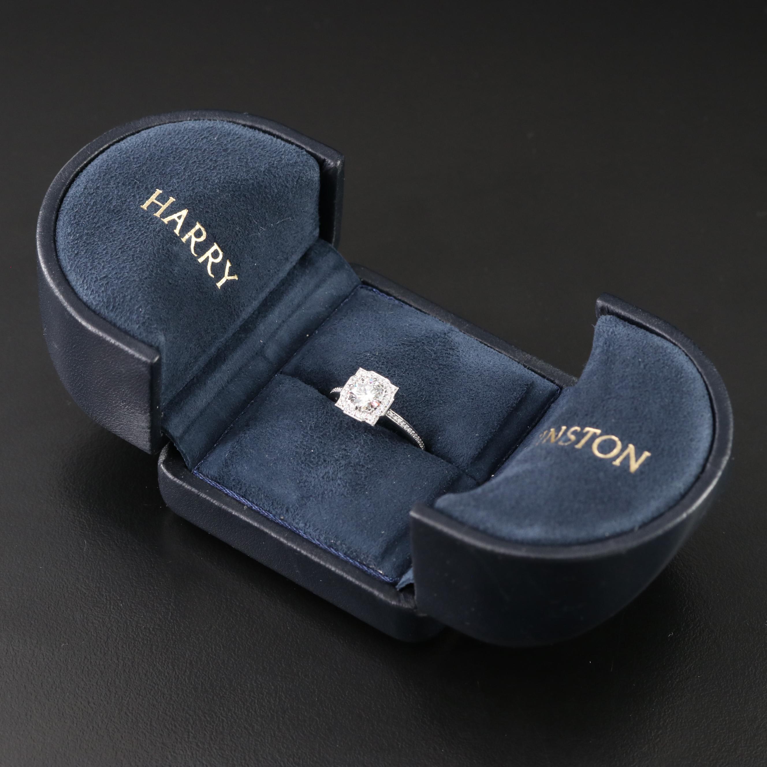Harry Winston Belle Platinum 1.07 CTW Diamond Ring with GIA Online Report