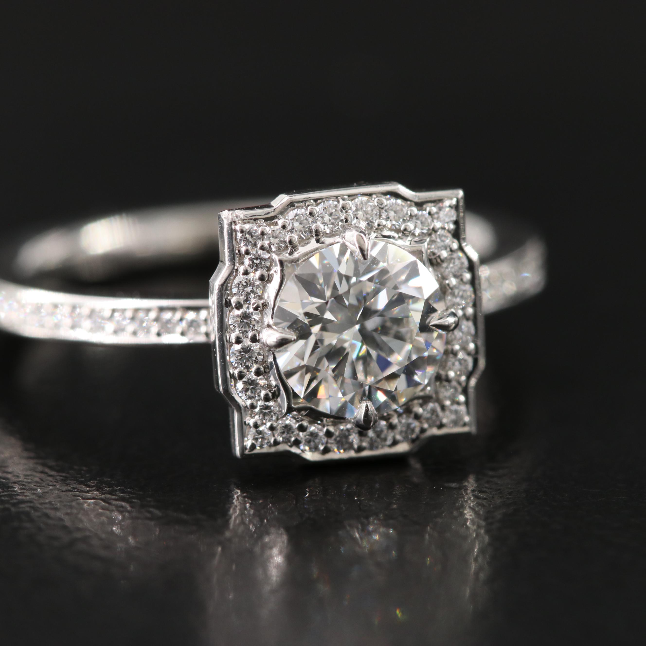 Harry Winston Belle Platinum 1.07 CTW Diamond Ring with GIA Online Report