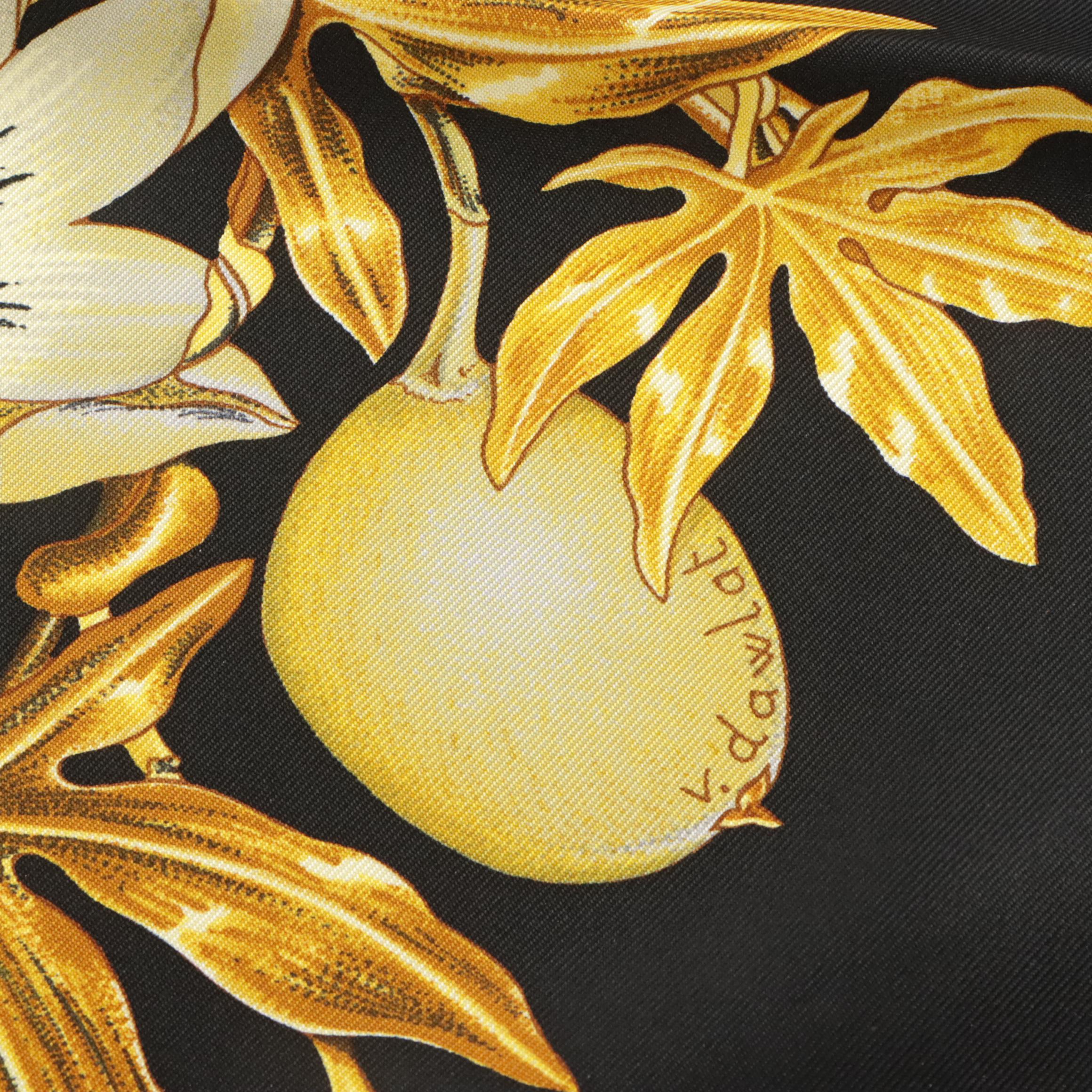 Hermès "Passiflores" Scarf 90 in Silk Twill with Box