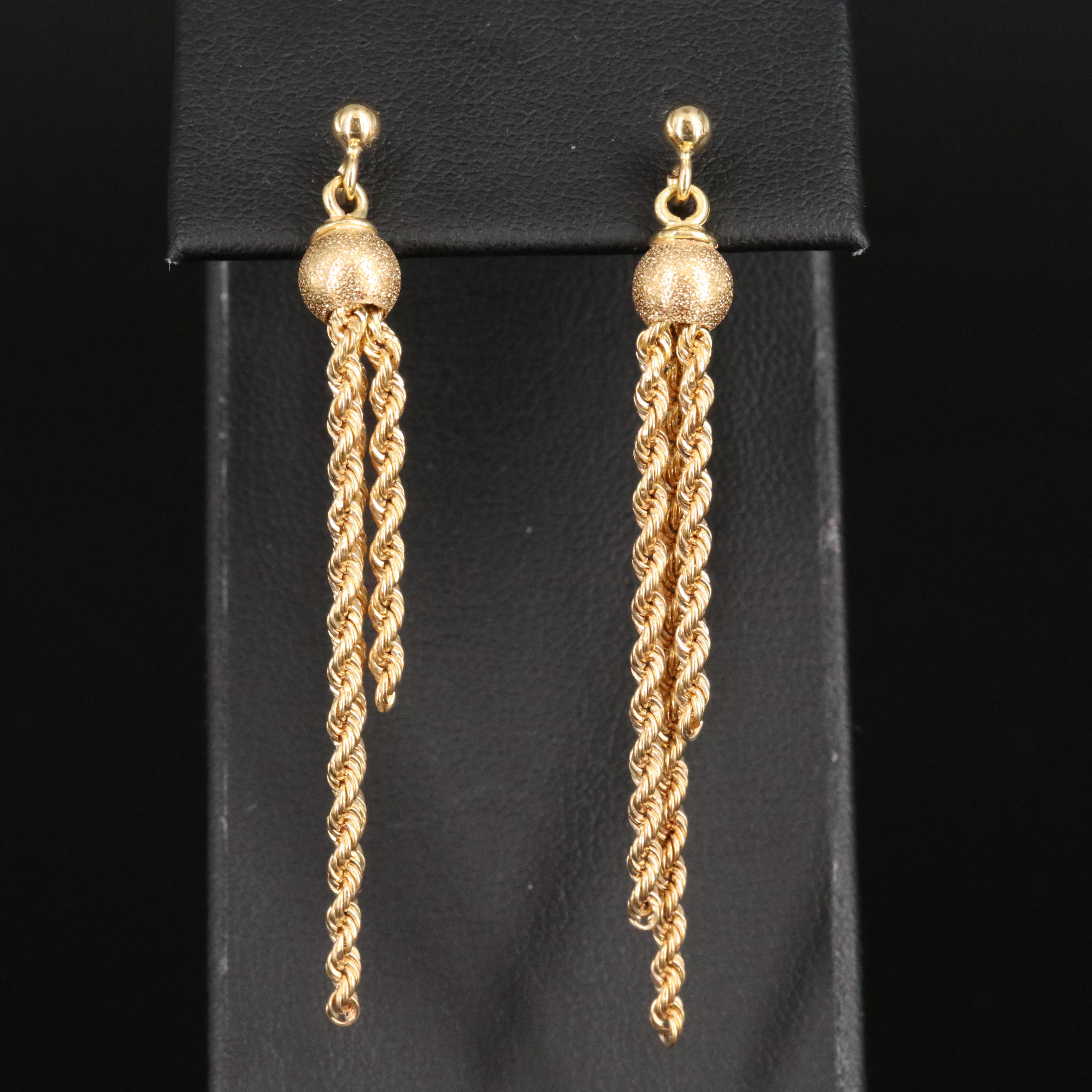 18K Rope Chain Tassel Earrings