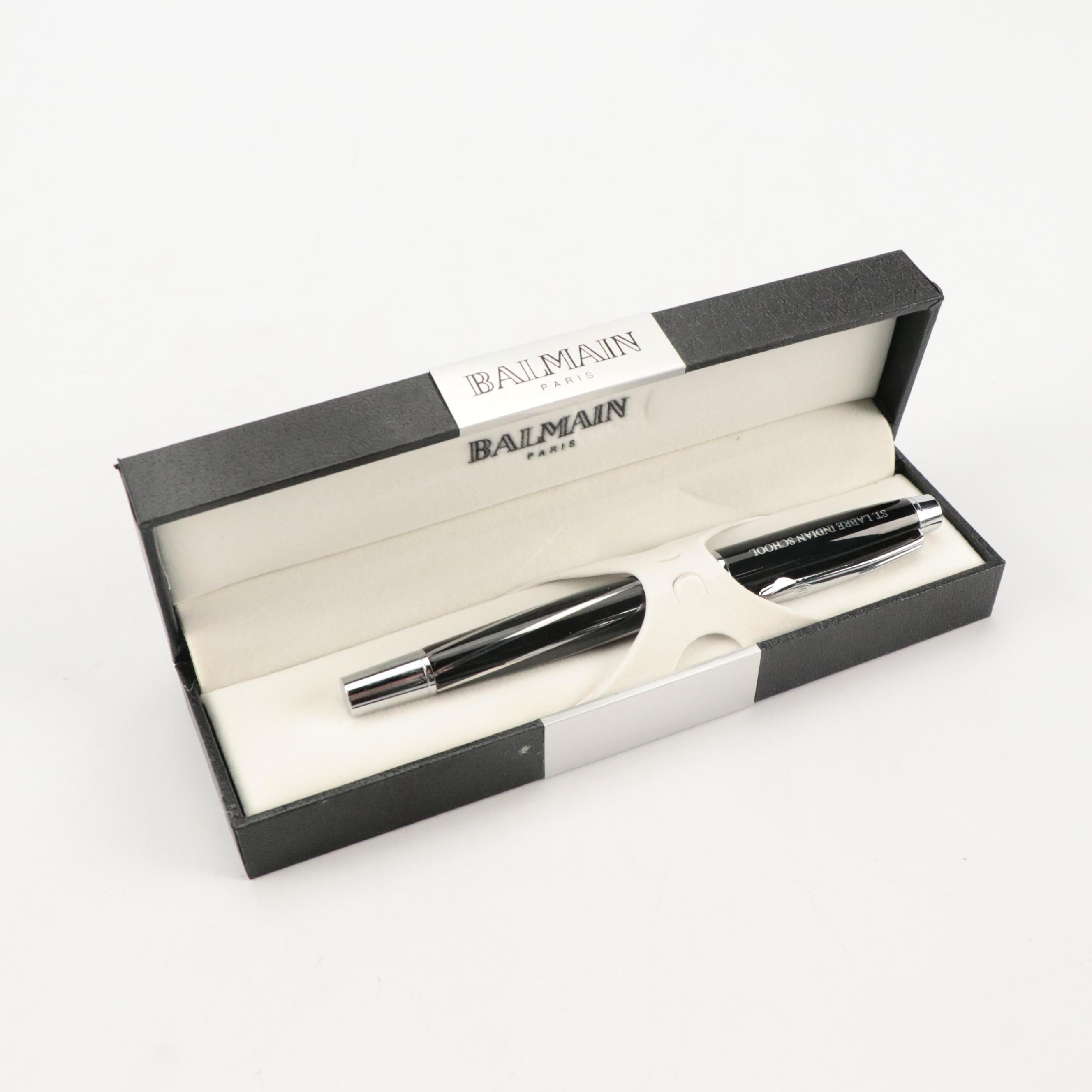Balmain Spiral Pinstripe Ballpoint Pen with Case