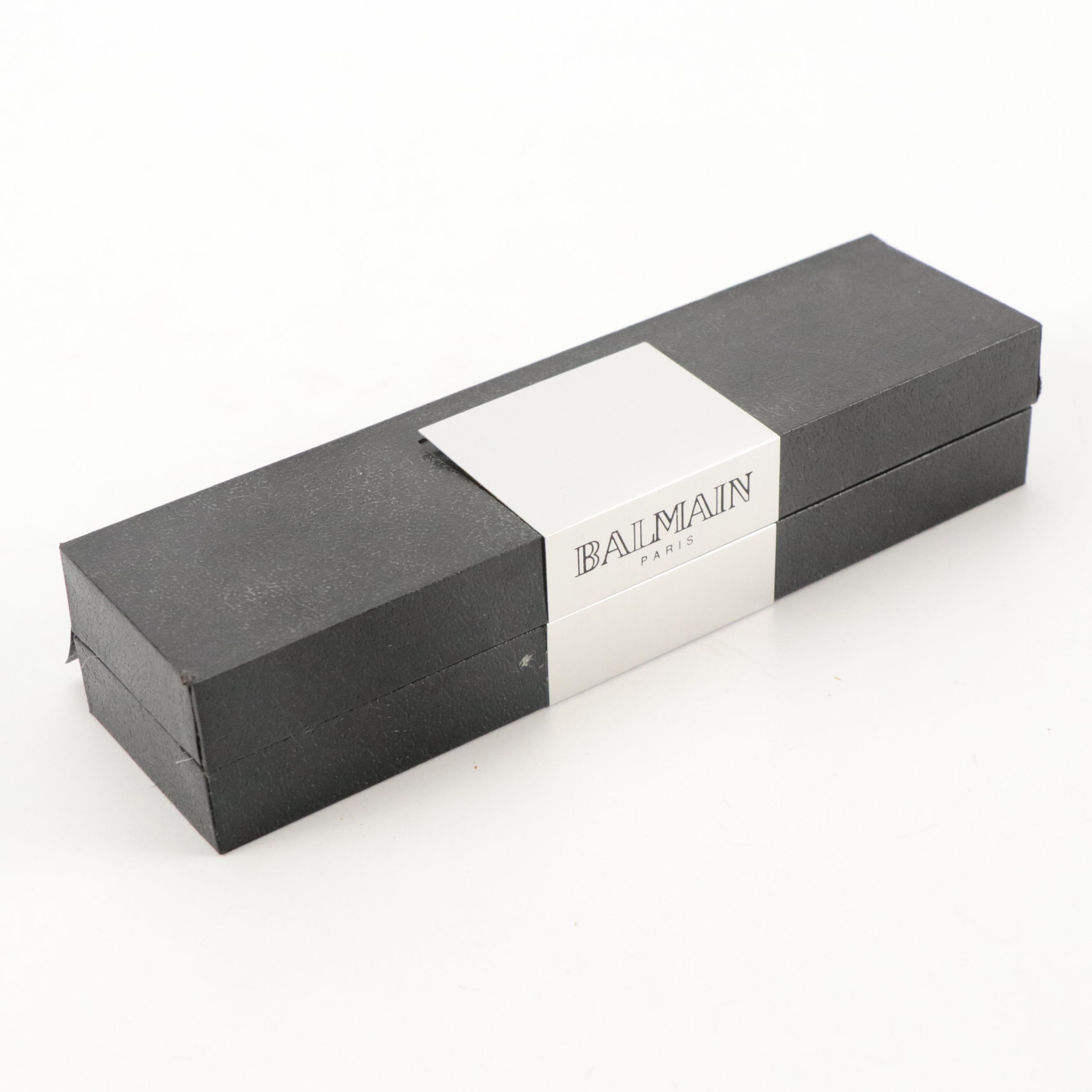 Balmain Spiral Pinstripe Ballpoint Pen with Case