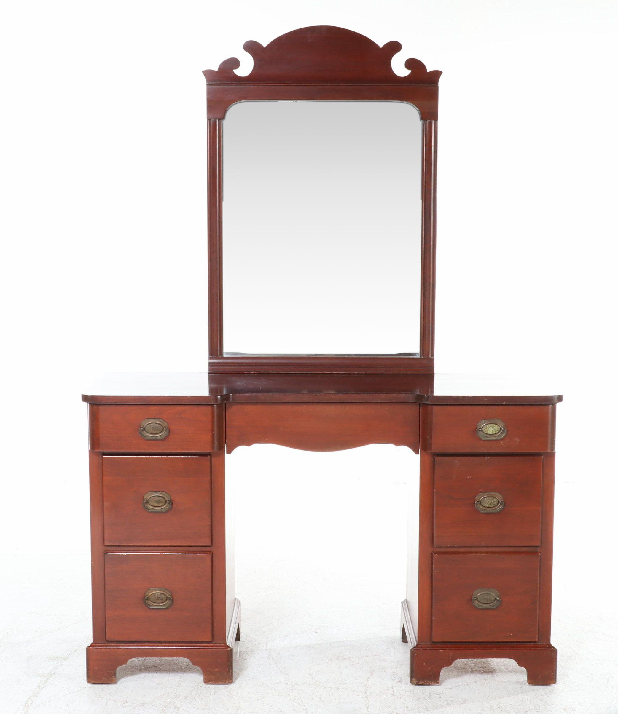 Late Federal Style Cherrywood Dressing Table with Stool