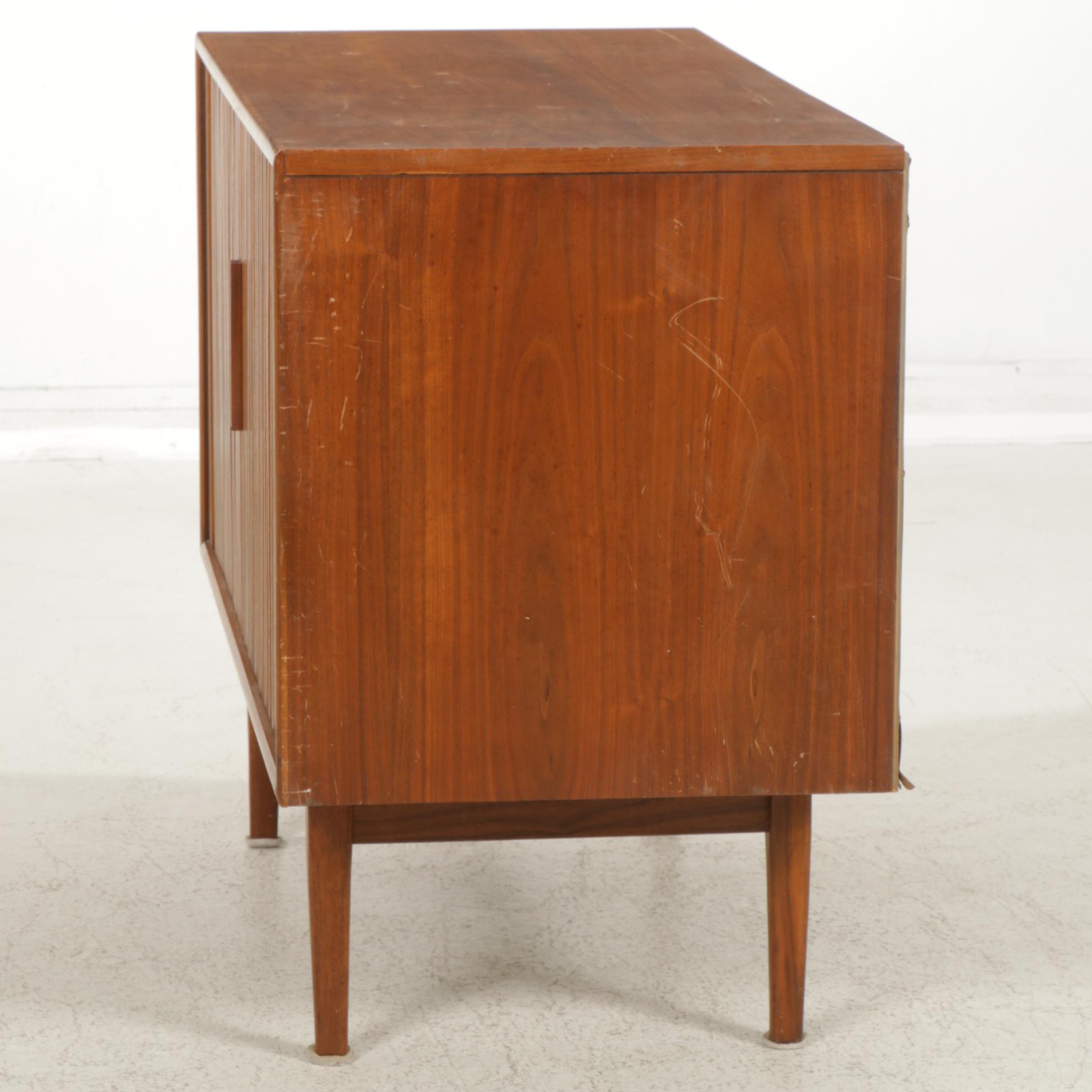 Mid Century Modern Teak Tambour Door Repurposed Television Cabinet