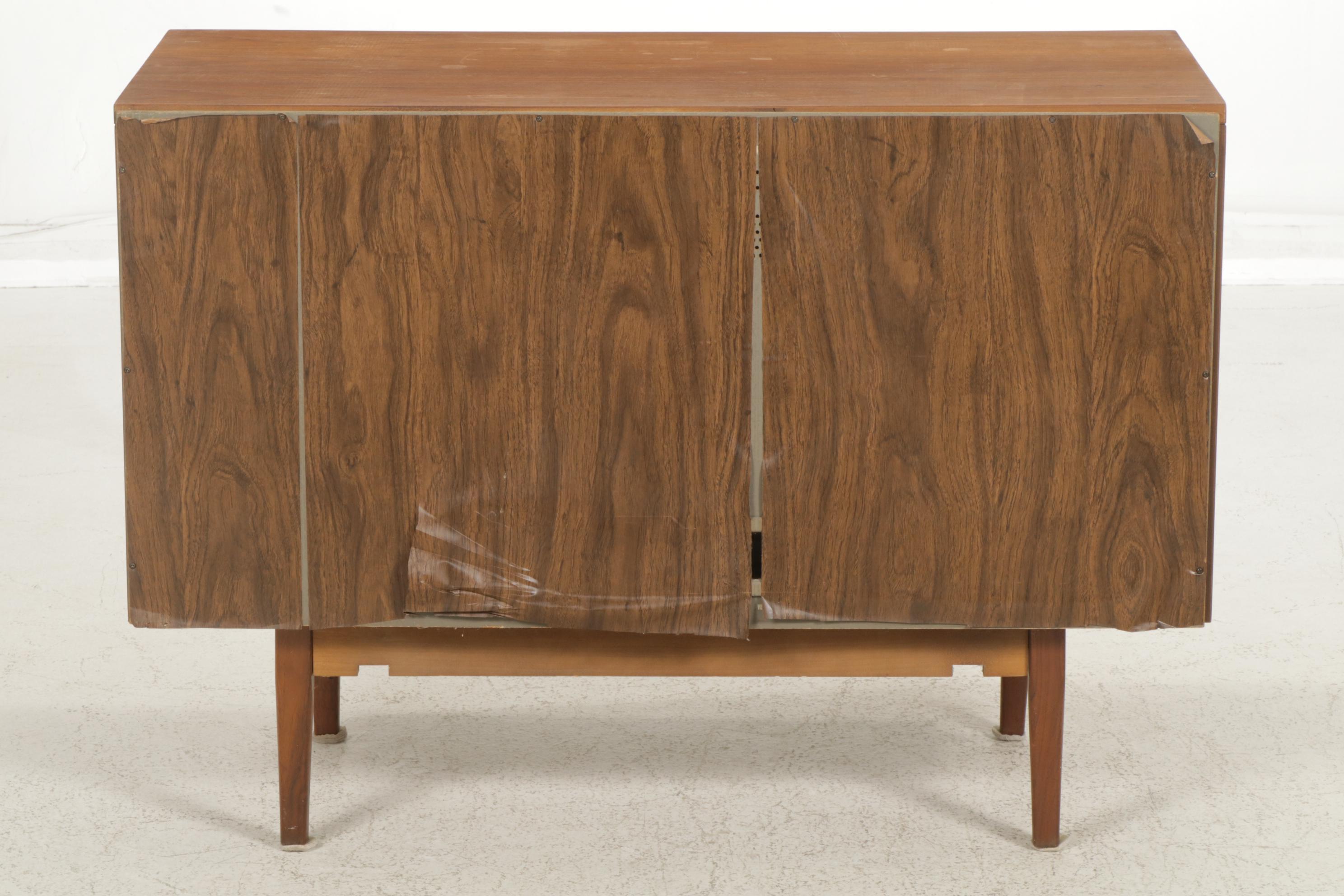 Mid Century Modern Teak Tambour Door Repurposed Television Cabinet