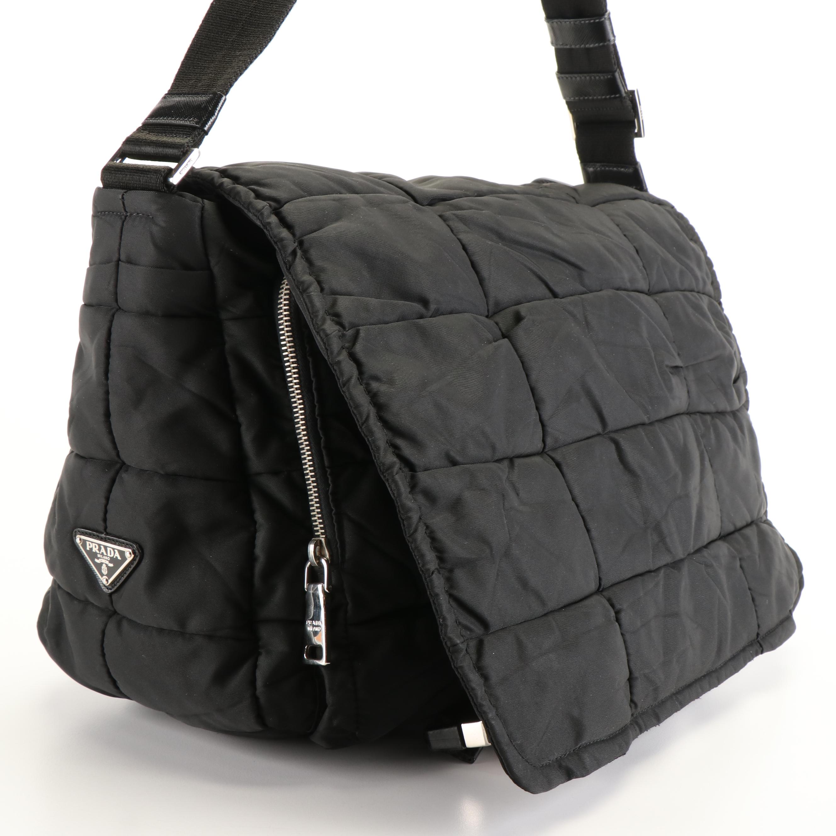 Prada Messenger Bag in Black Quilted Tessuto Nylon