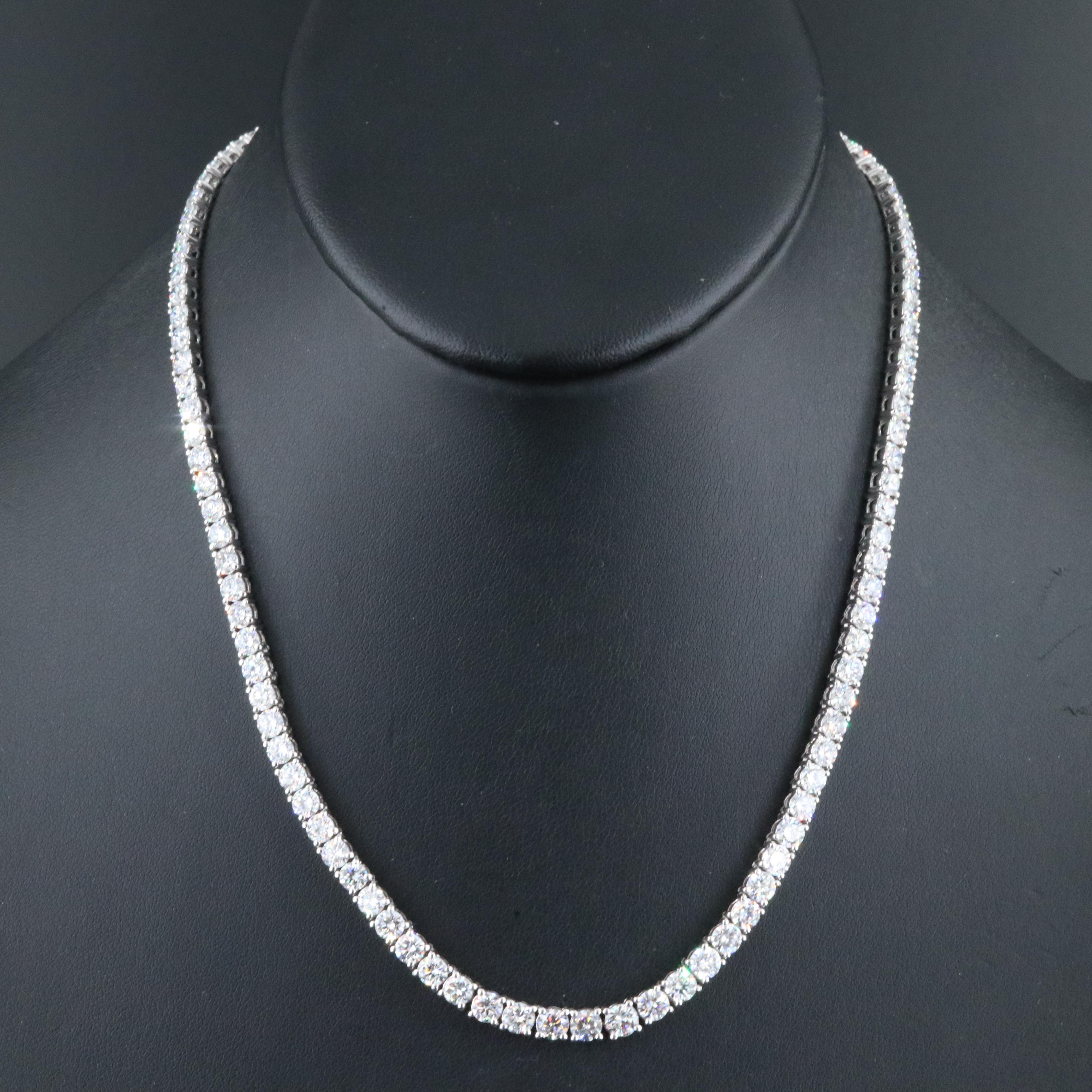 14K 21.03 CTW Lab Grown Diamond Graduated Riviera Necklace