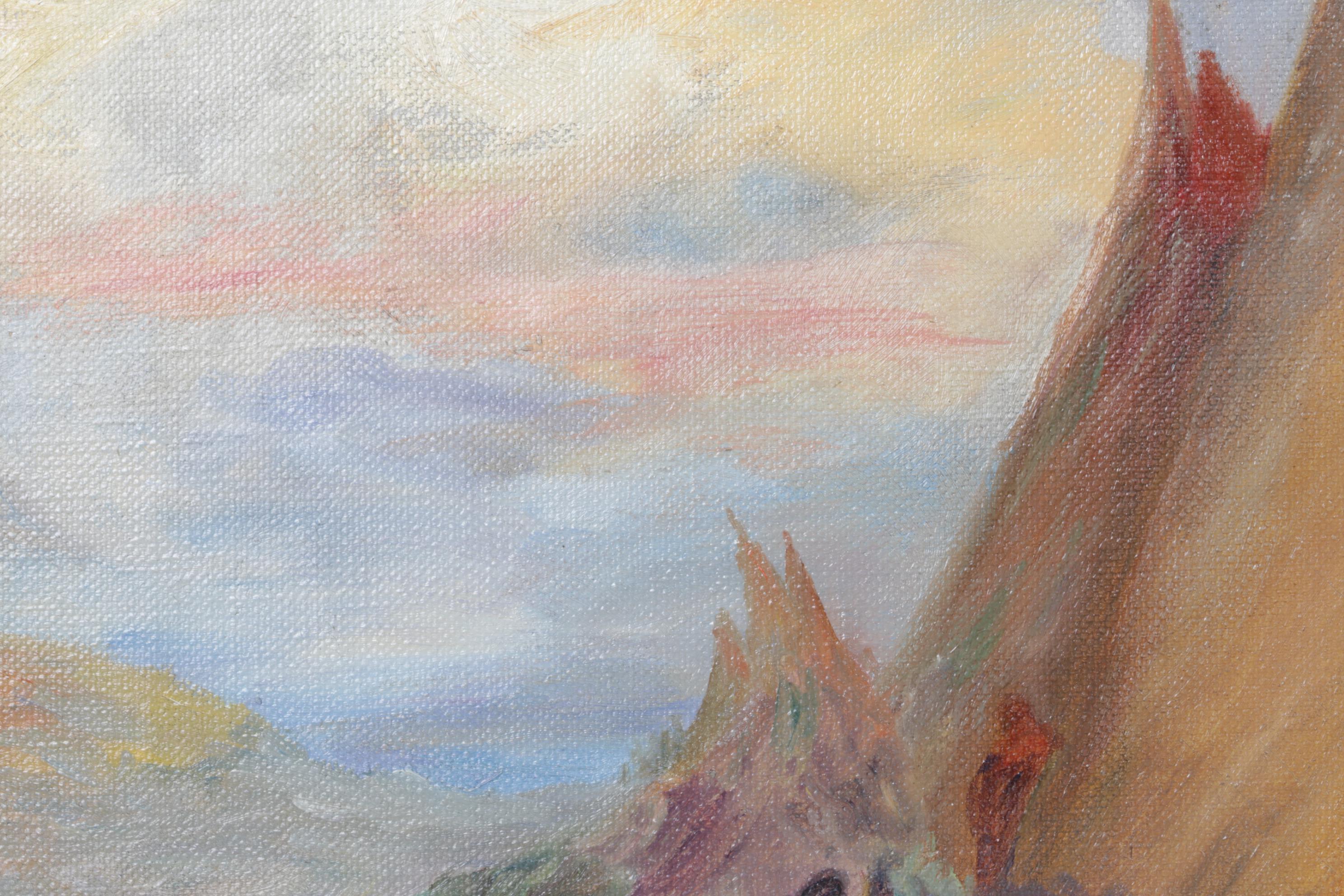 Native American Portrait Copy Oil Painting After Frank Tenney Johnson