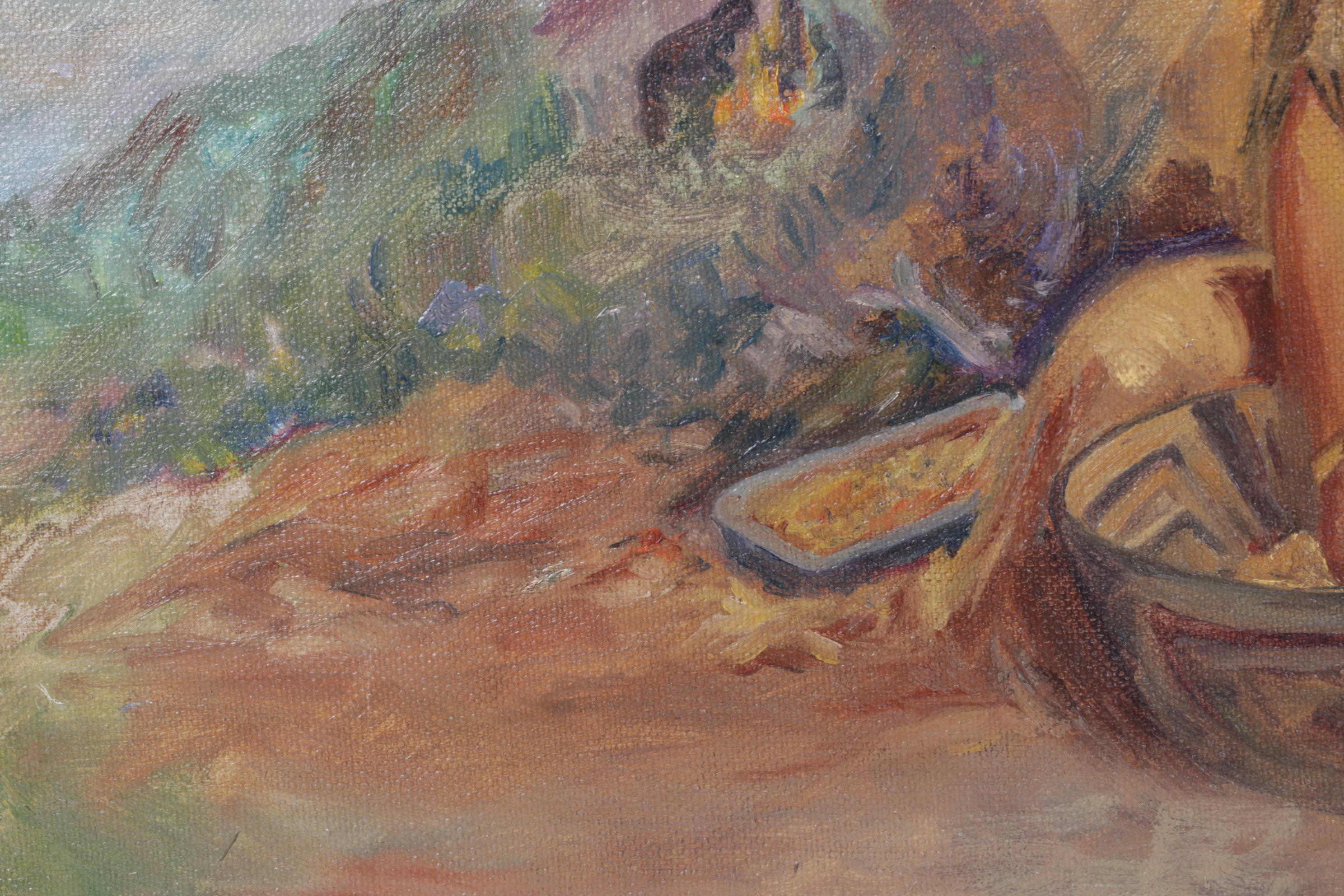 Native American Portrait Copy Oil Painting After Frank Tenney Johnson