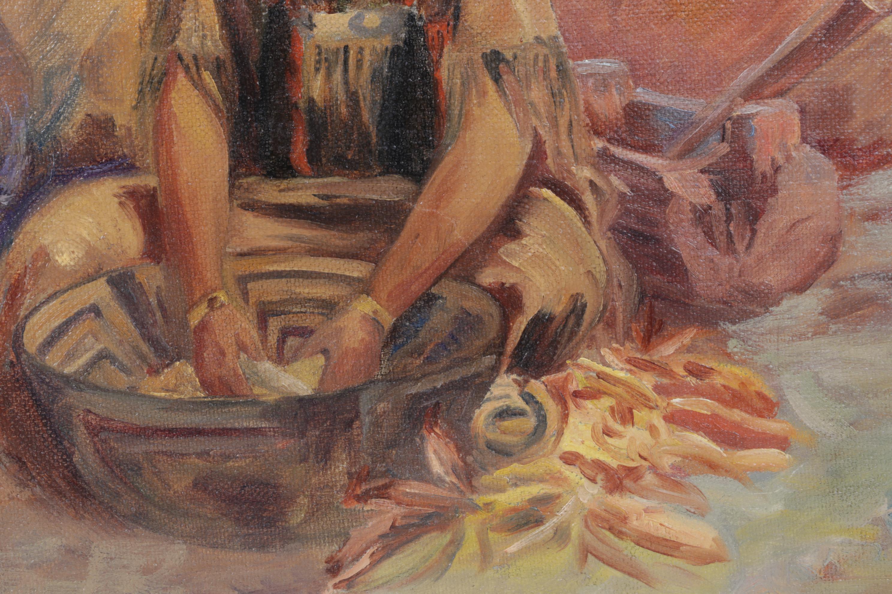 Native American Portrait Copy Oil Painting After Frank Tenney Johnson