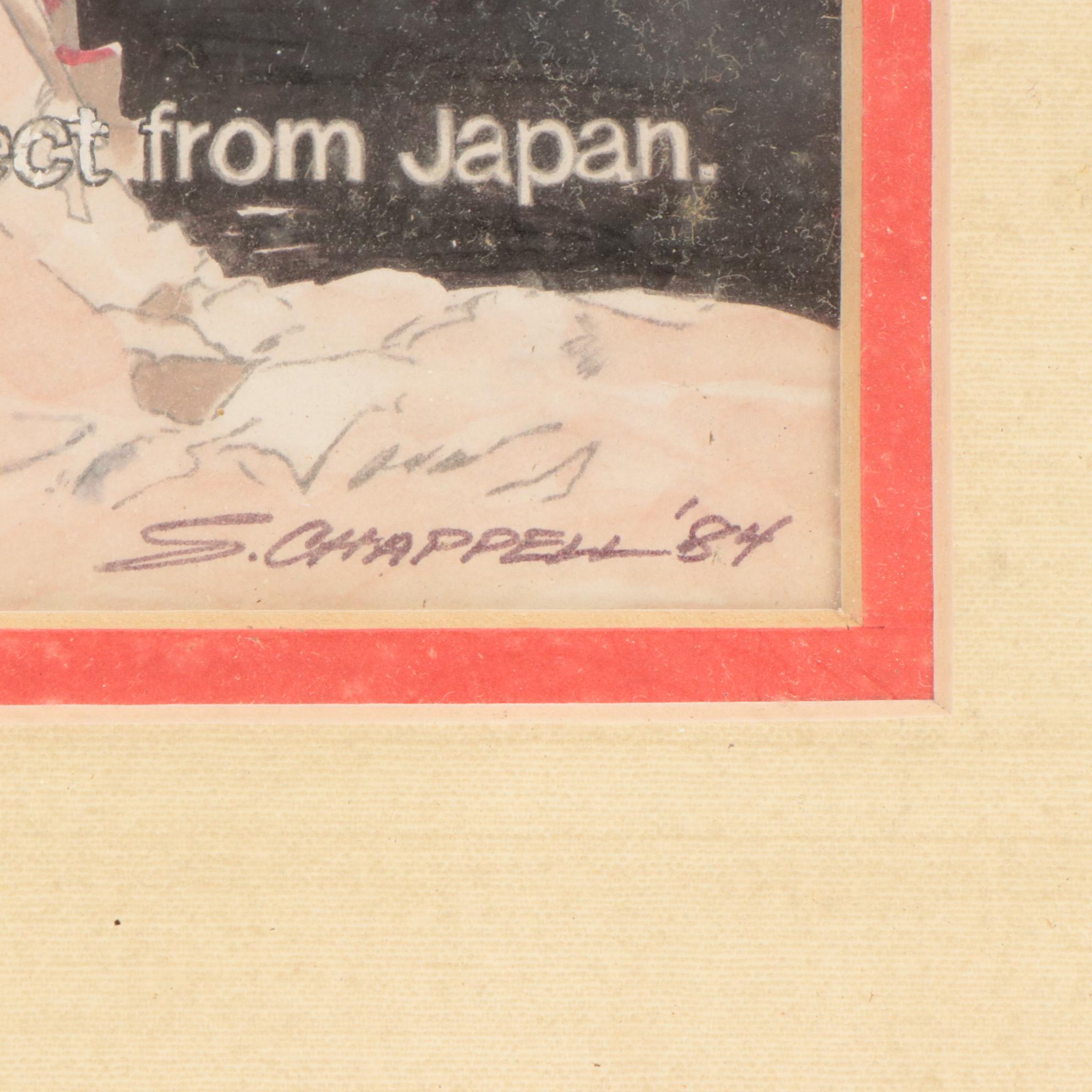 S. Chappell Mixed Media Drawing Advertisement "Kabuki Motorcycles," 1984