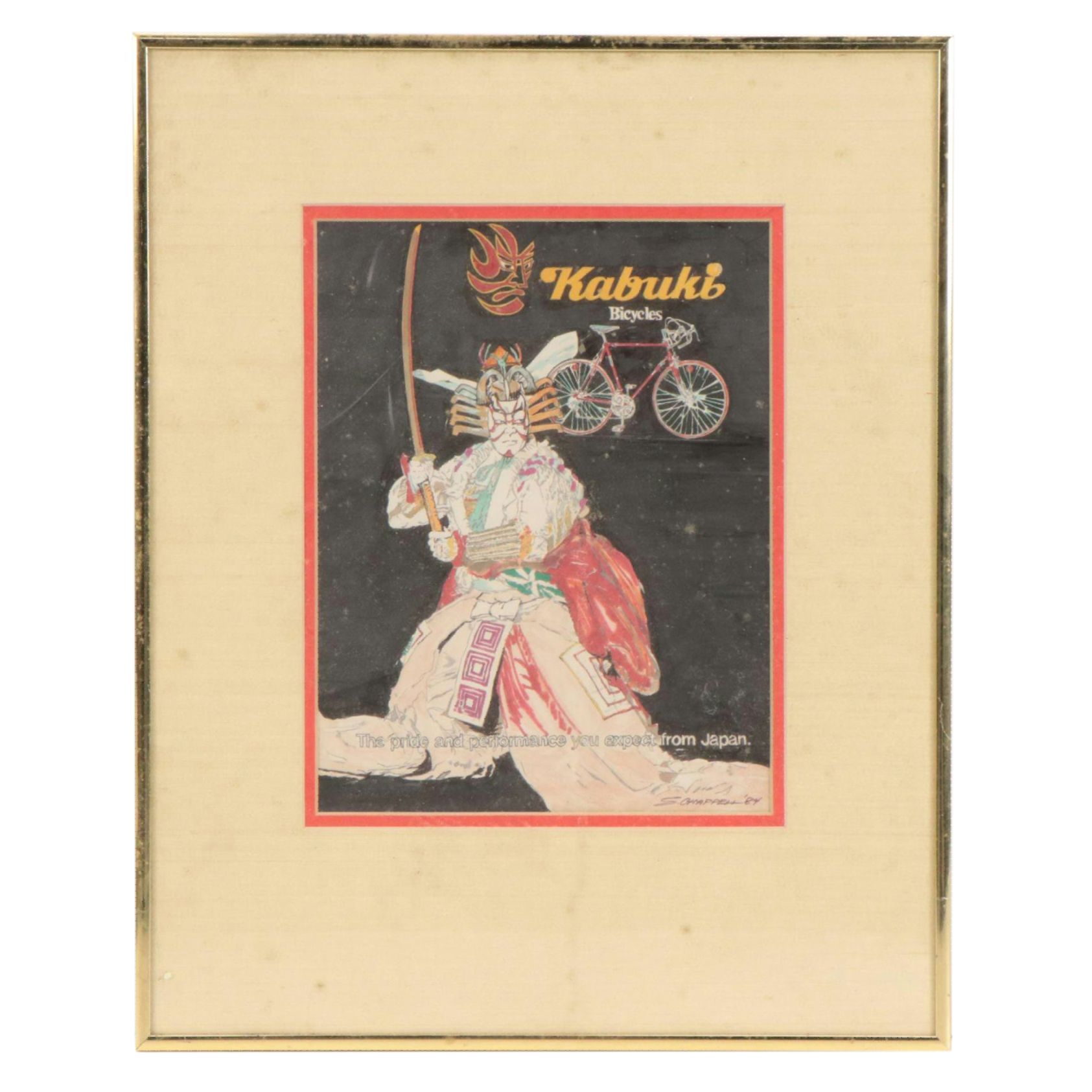 S. Chappell Mixed Media Drawing Advertisement "Kabuki Motorcycles," 1984