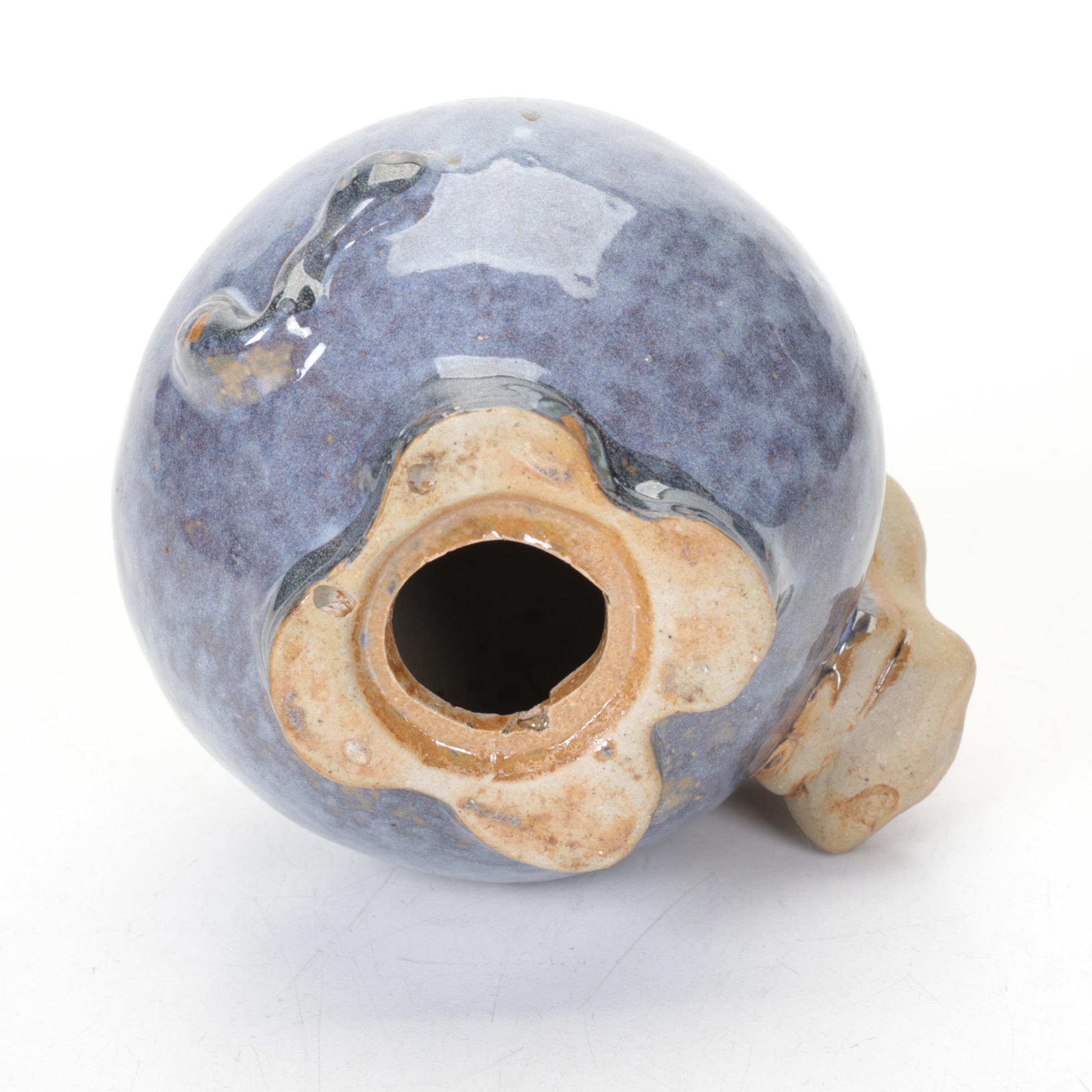 Moose Egg Separator Mug and Ceramic Blue Cow in Set of Stoneware Pottery