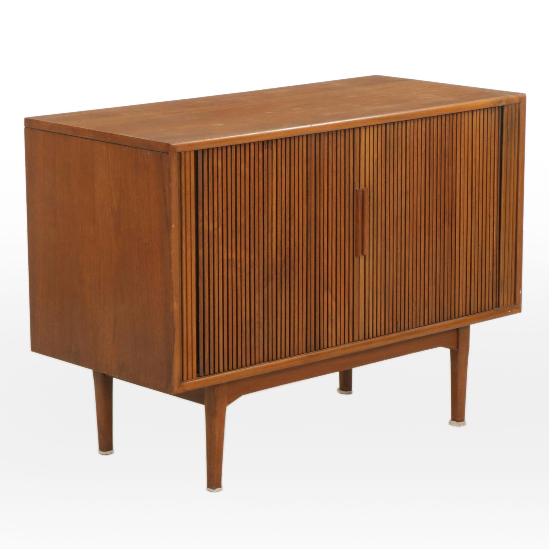 Mid Century Modern Teak Tambour Door Repurposed Television Cabinet