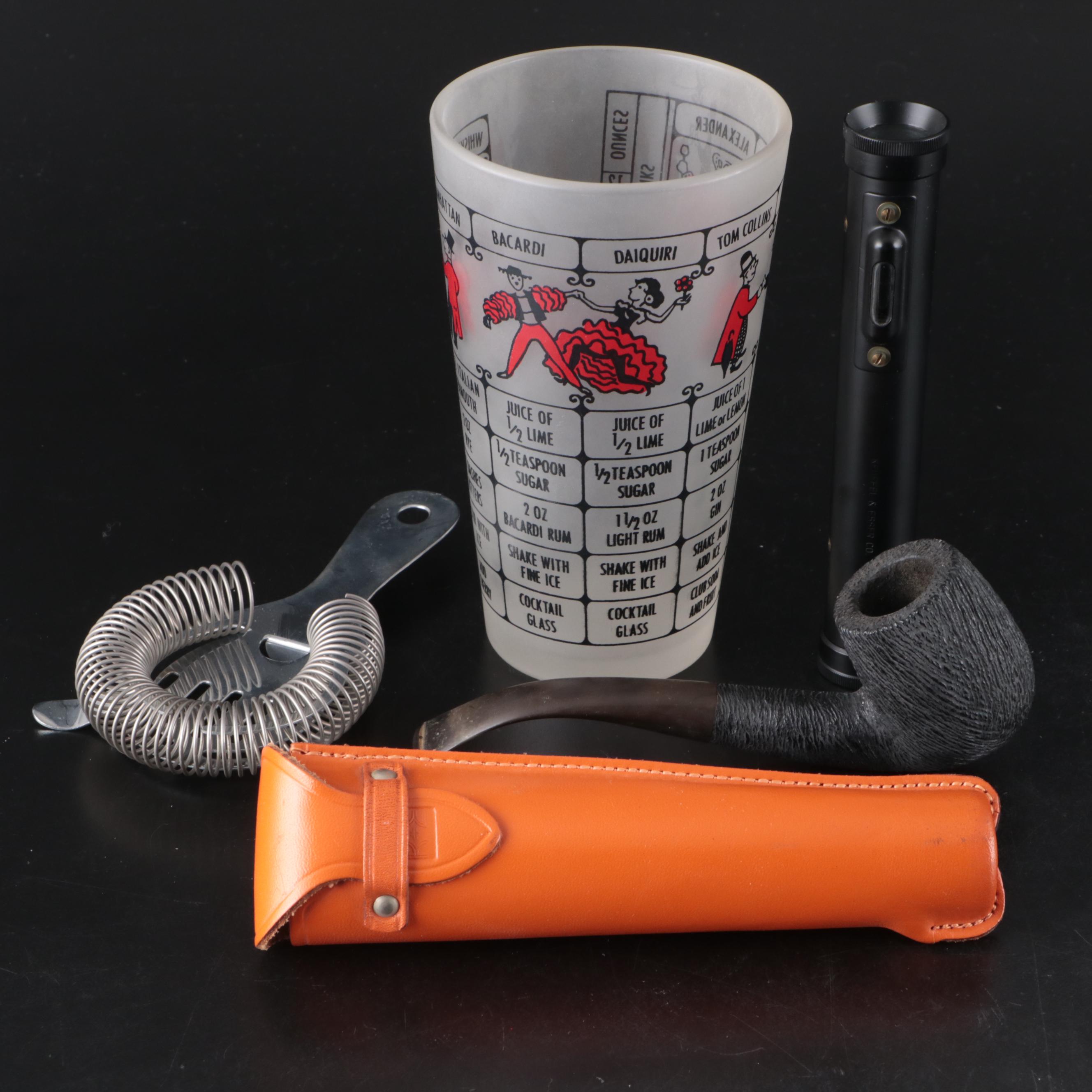 Federal Glass Frosted Glass Cocktail Shaker with Irvin Ware Strainer and More