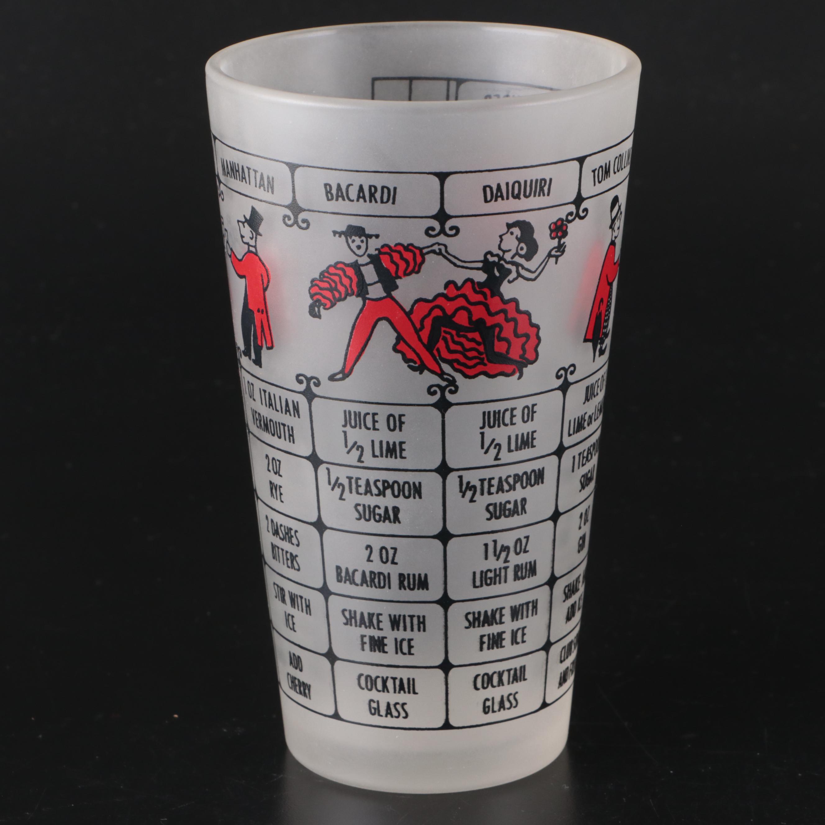 Federal Glass Frosted Glass Cocktail Shaker with Irvin Ware Strainer and More