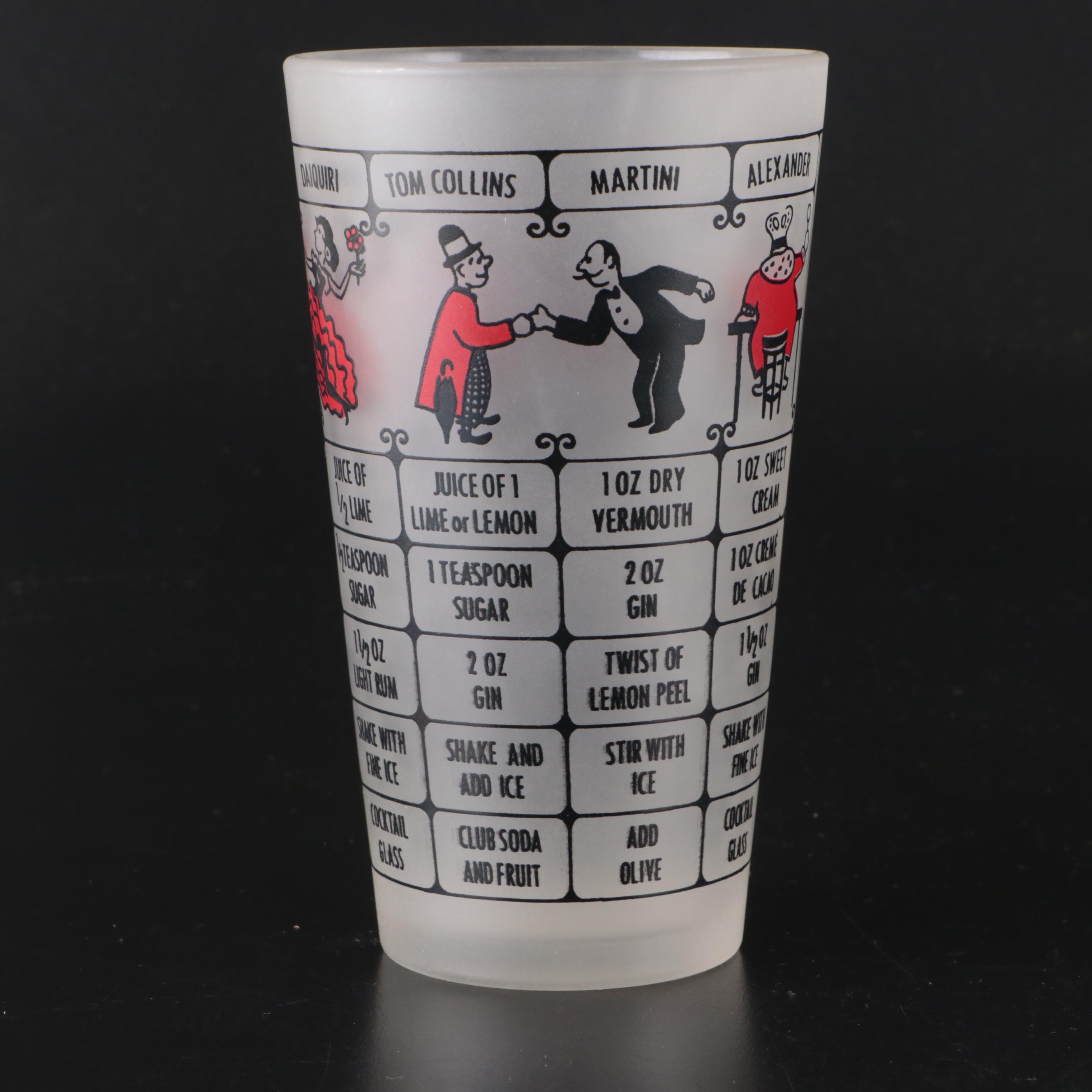 Federal Glass Frosted Glass Cocktail Shaker with Irvin Ware Strainer and More