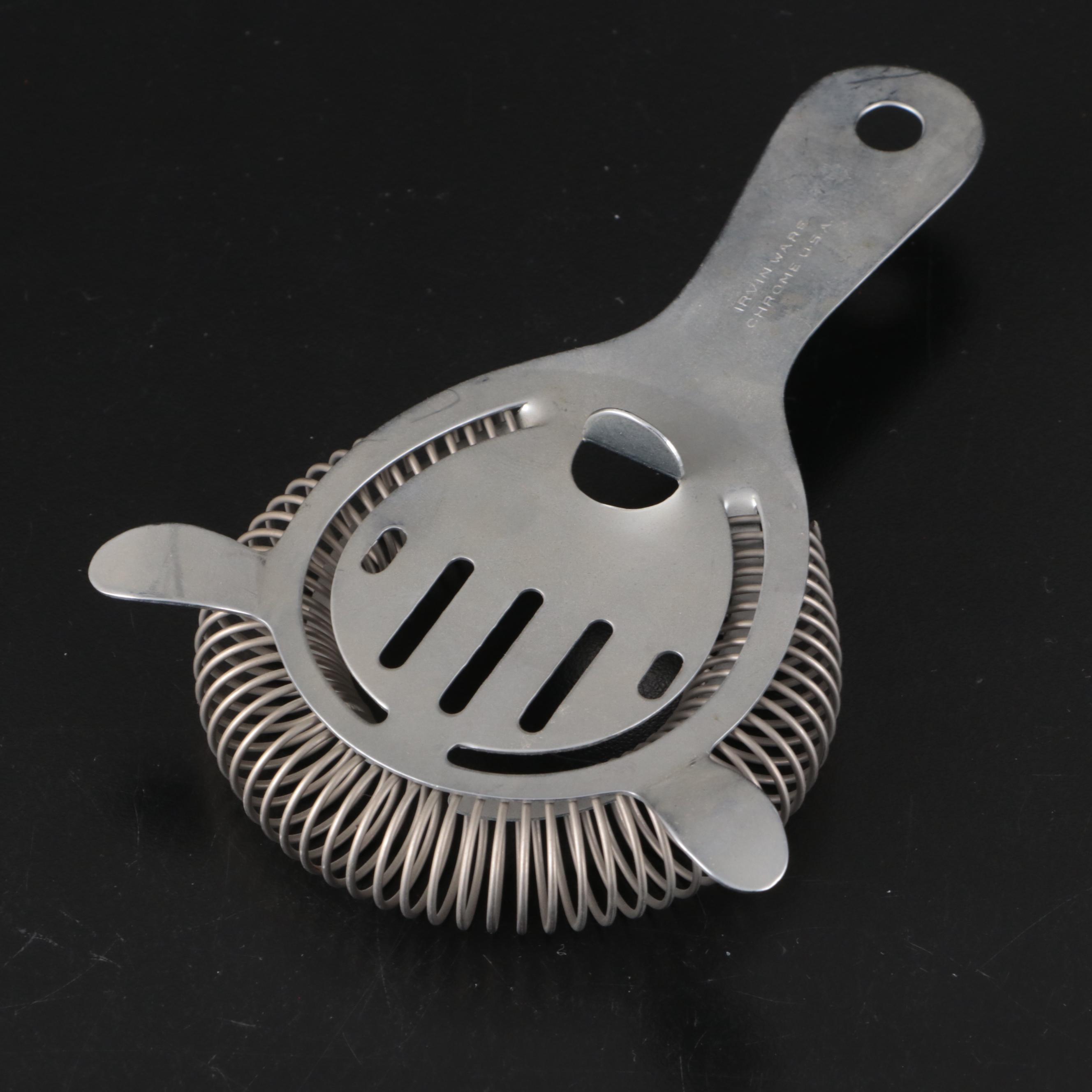 Federal Glass Frosted Glass Cocktail Shaker with Irvin Ware Strainer and More