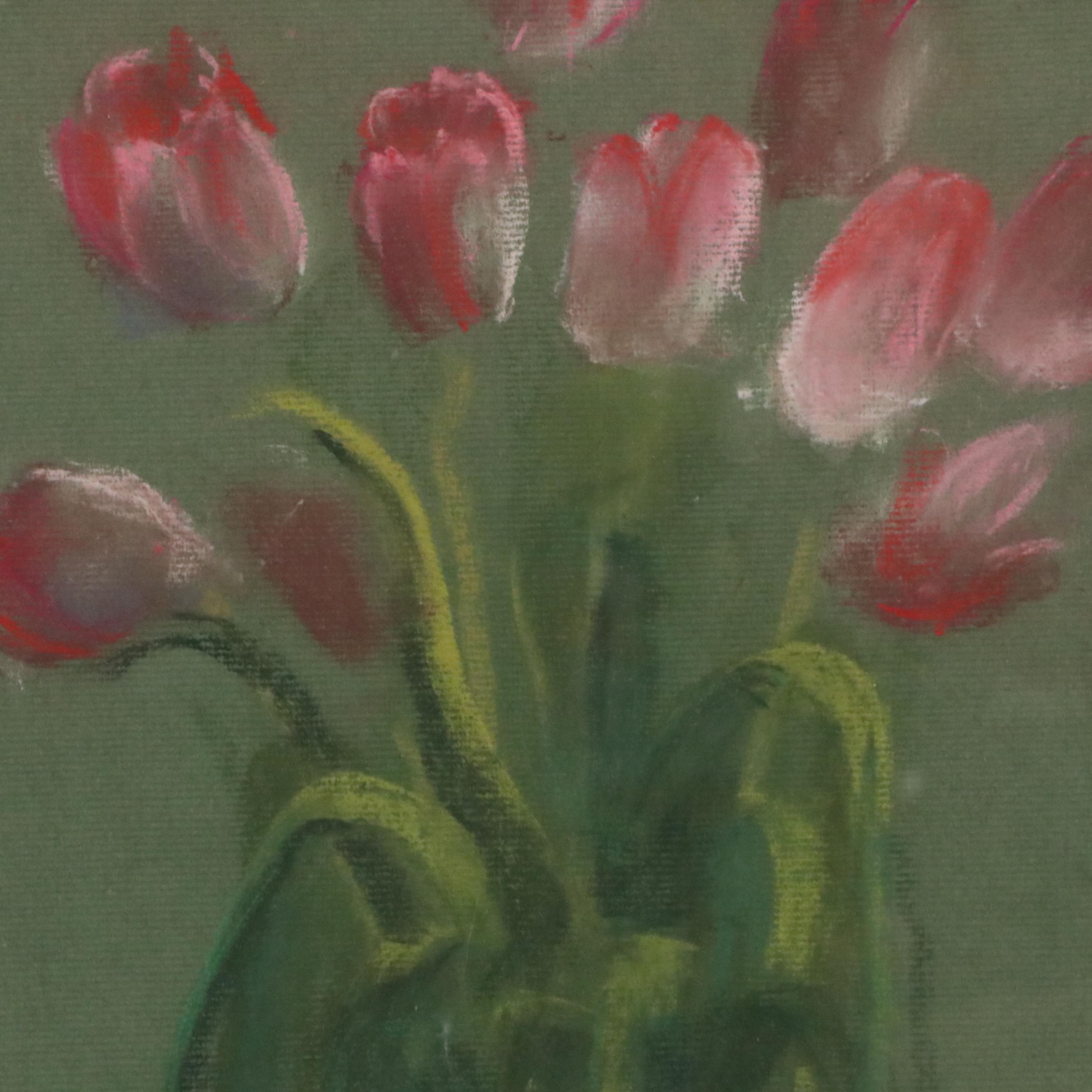 Pastel Drawing of Still Life with Tulips, Mid–Late 20th Century