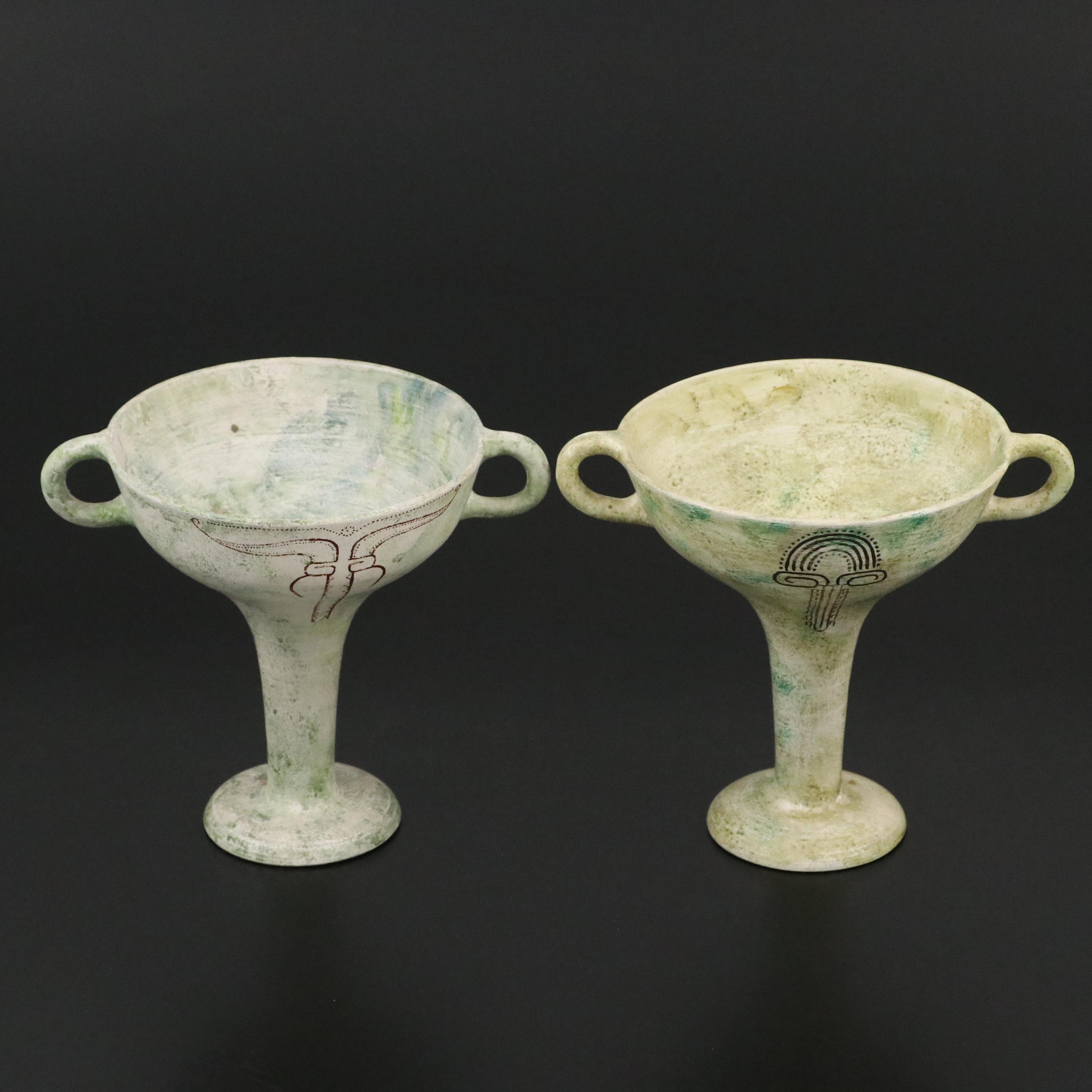Late Helladic Style Art Pottery Stemmed Cups, 1970