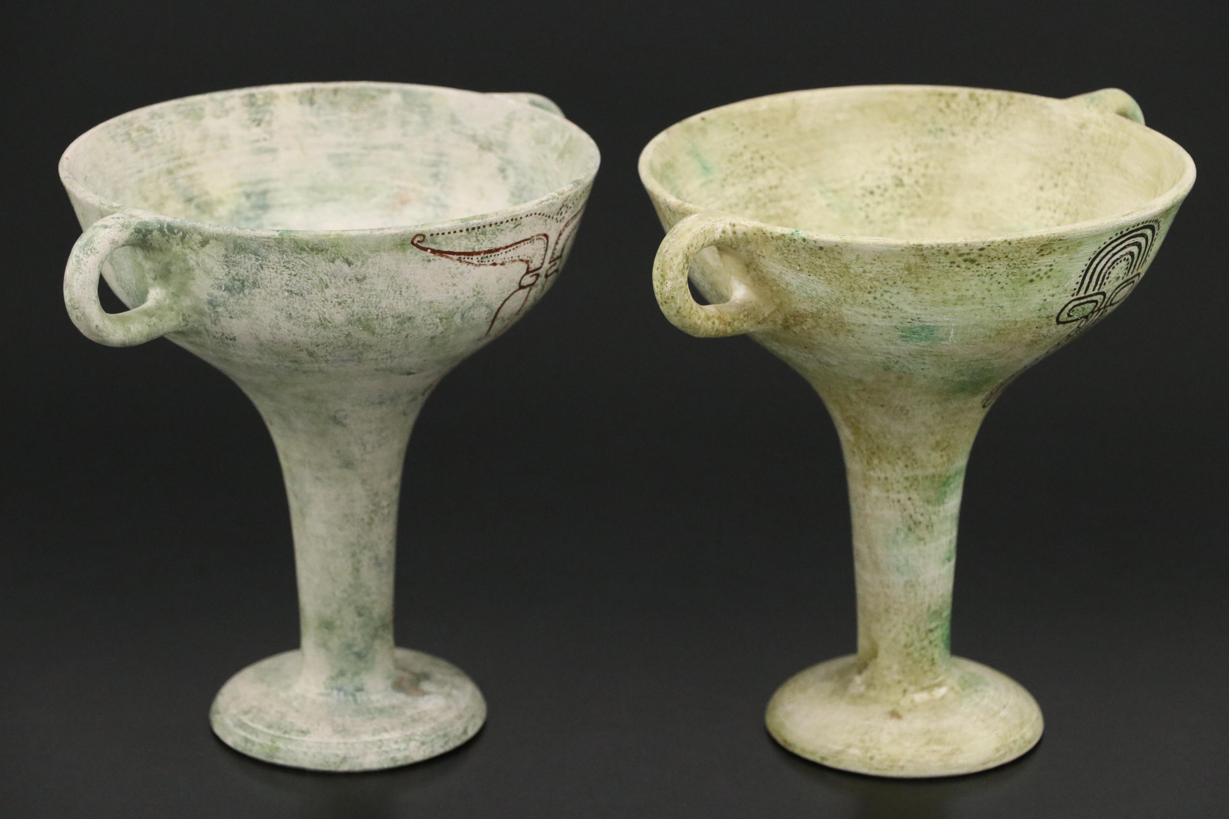 Late Helladic Style Art Pottery Stemmed Cups, 1970