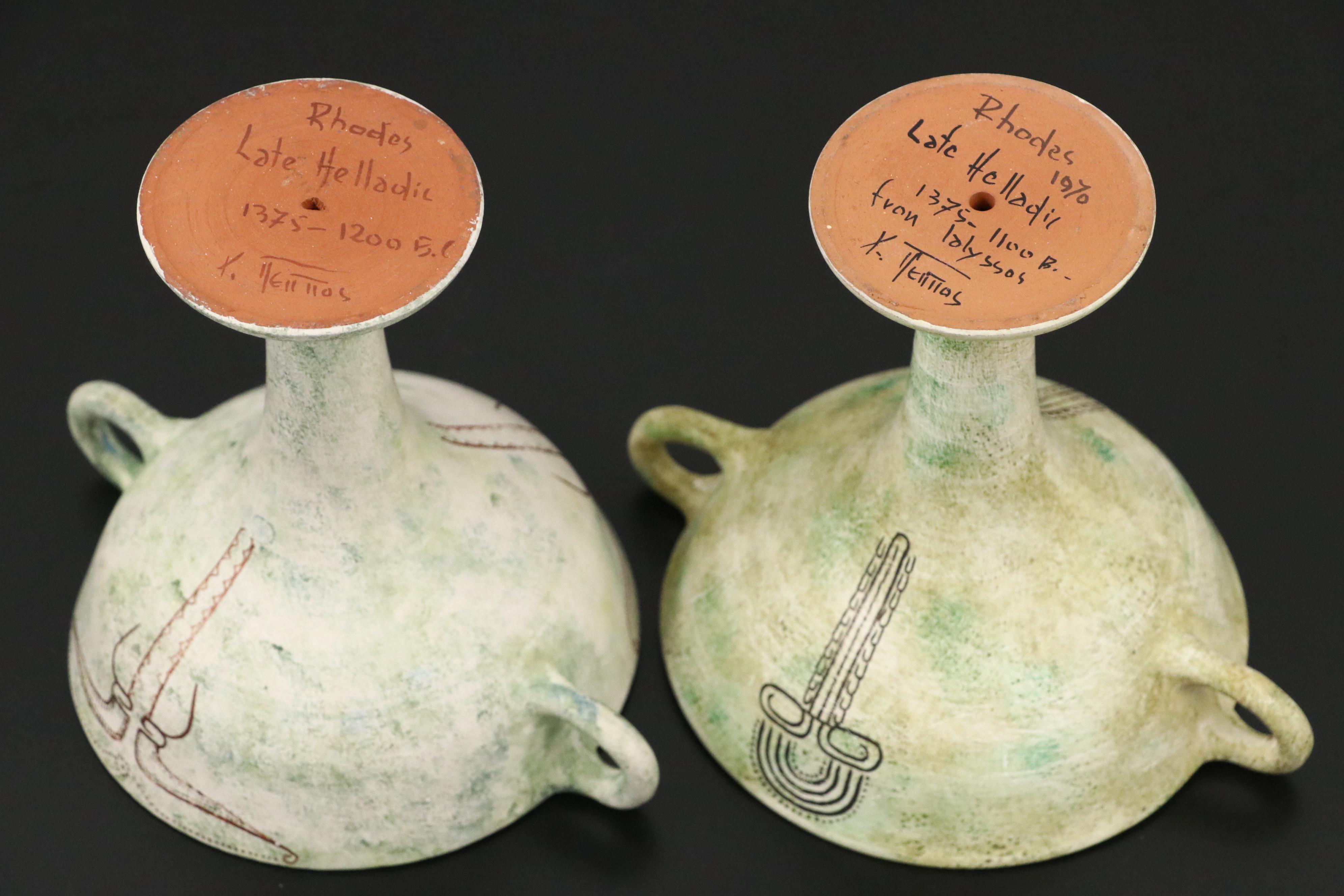 Late Helladic Style Art Pottery Stemmed Cups, 1970