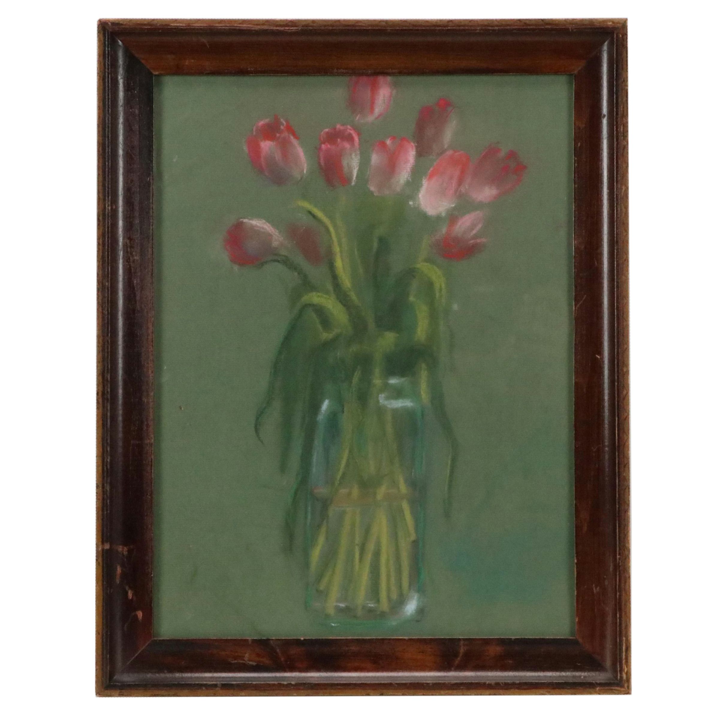 Pastel Drawing of Still Life with Tulips, Mid–Late 20th Century