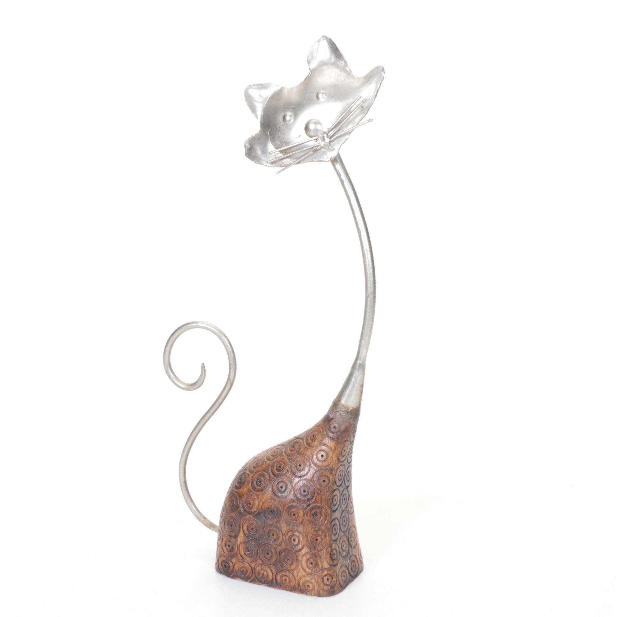 Four Metal Cat Figurines