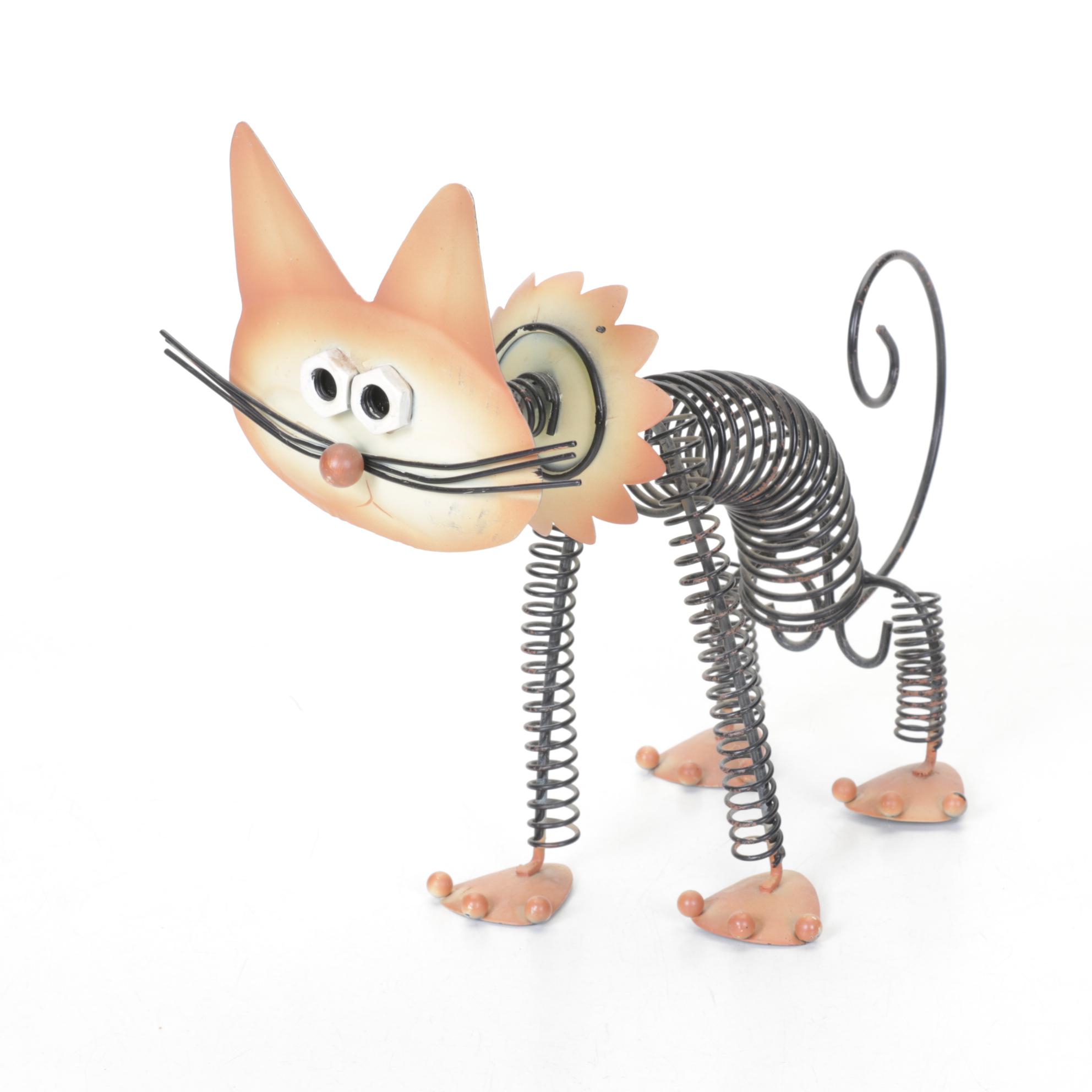 Four Metal Cat Figurines