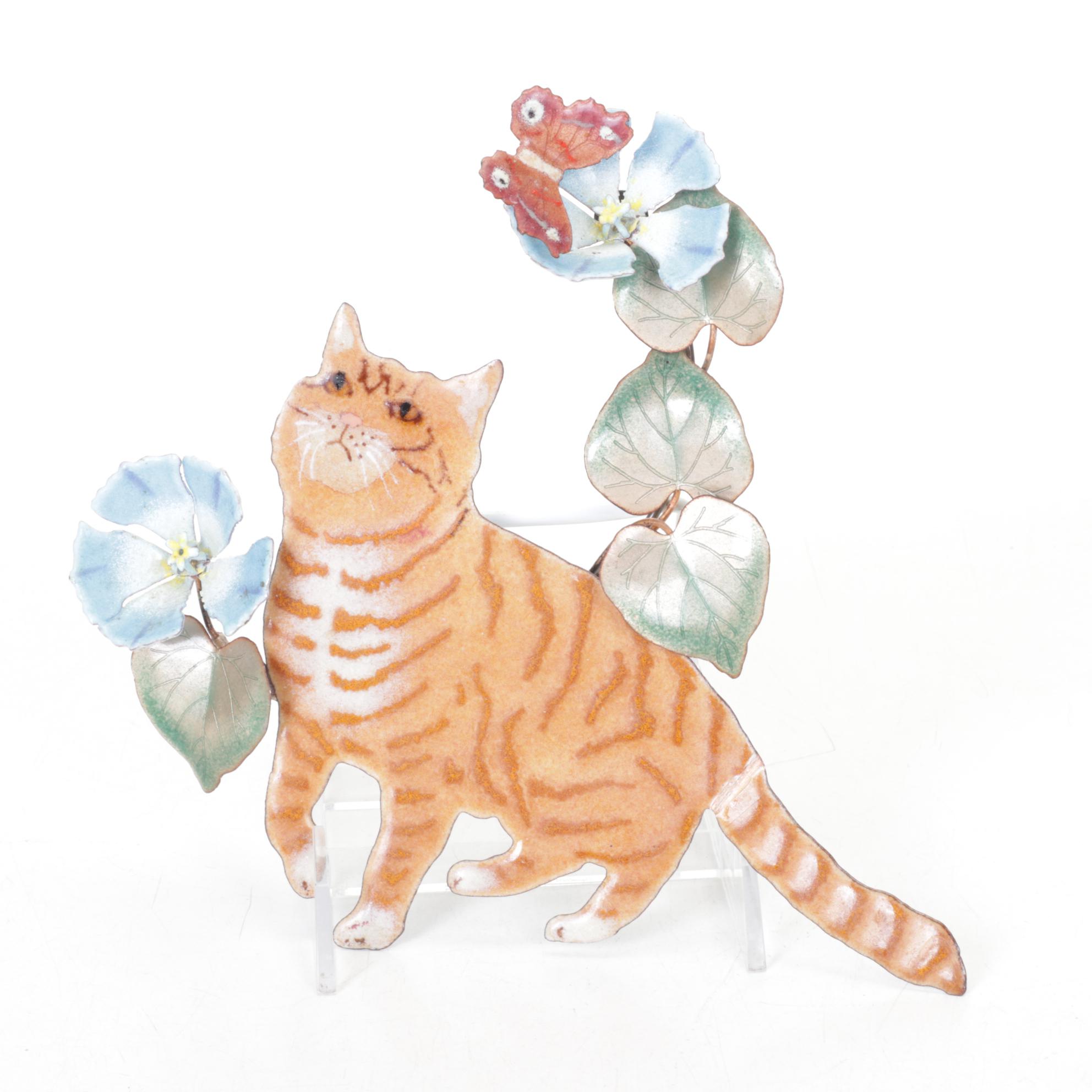 Four Metal Cat Figurines