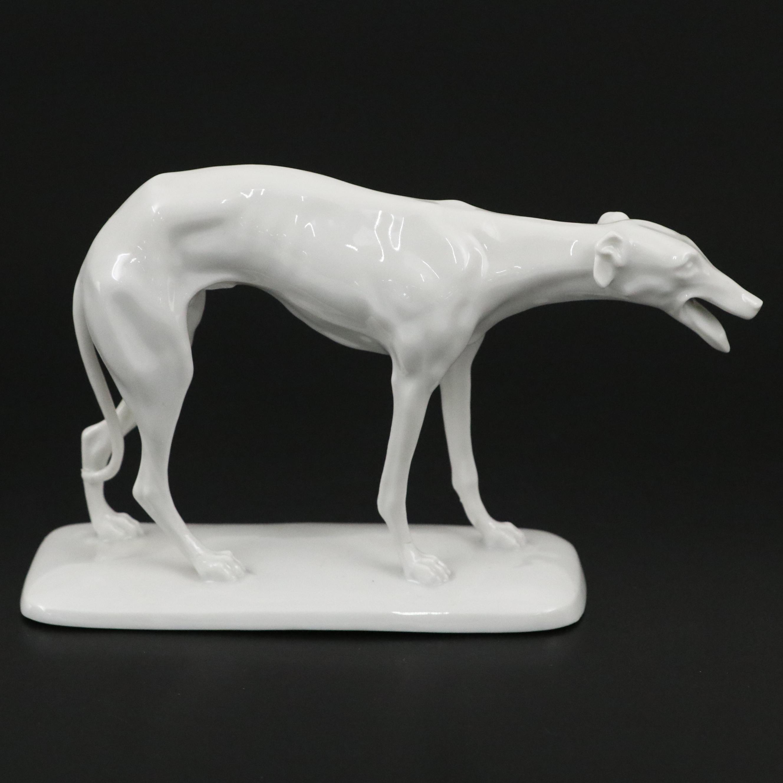 Augarten Austrian Porcelain Greyhound and Kent Art Ware Borzoi Figure
