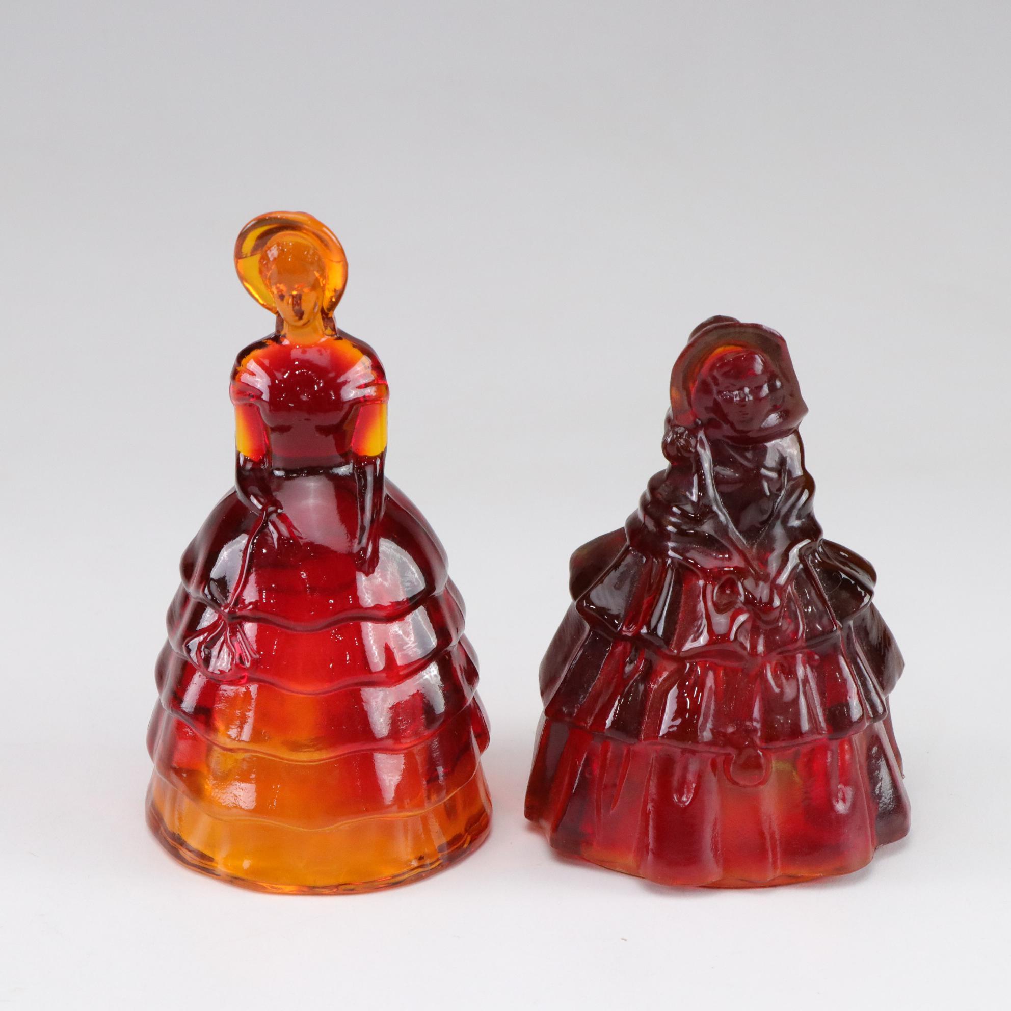 Amberina Southern Belles in Set of Glass Figures by Fenton, Boyd and More