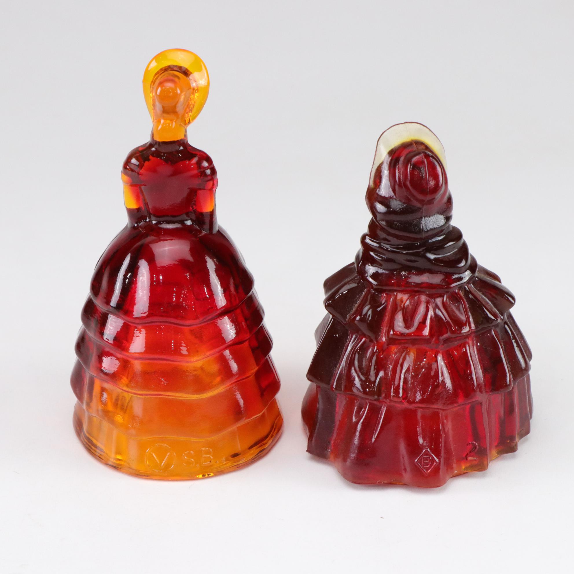 Amberina Southern Belles in Set of Glass Figures by Fenton, Boyd and More
