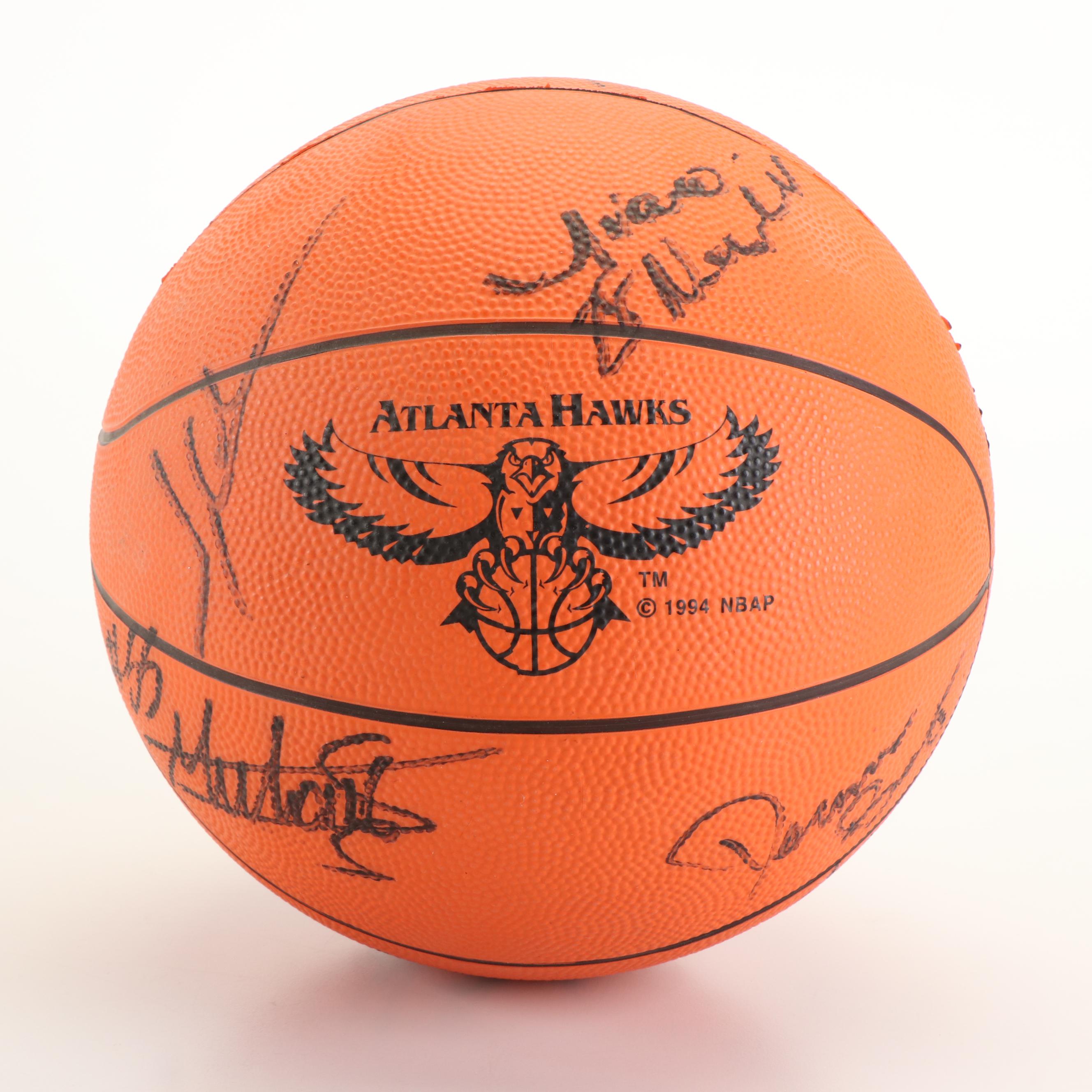 1995 Atlanta Hawks Team Signed Basketball Featuring Mookie Blaylock and More